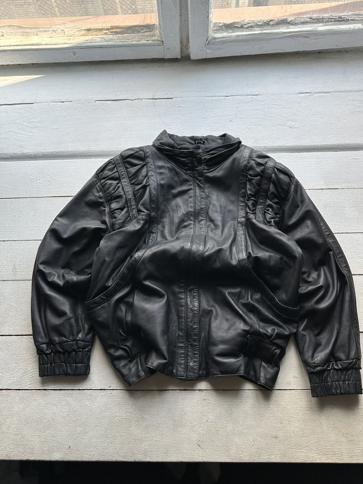 Other 🚨VNTG LEATHER JACKET AVANT GARDE ASYMMETRICAL BLACK MOTO Size US L / EU 52-54 / 3 - 1 Thumbnail