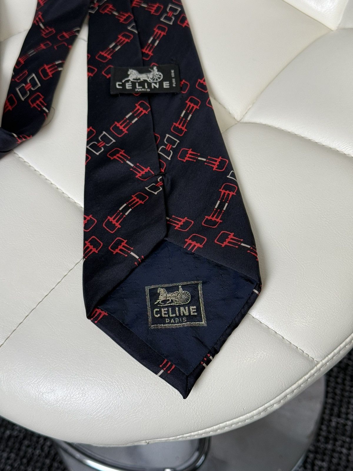 Celine Vintage CELINE Paris Silk Tie Geometric Pattern Necktie Size ONE SIZE - 4 Thumbnail