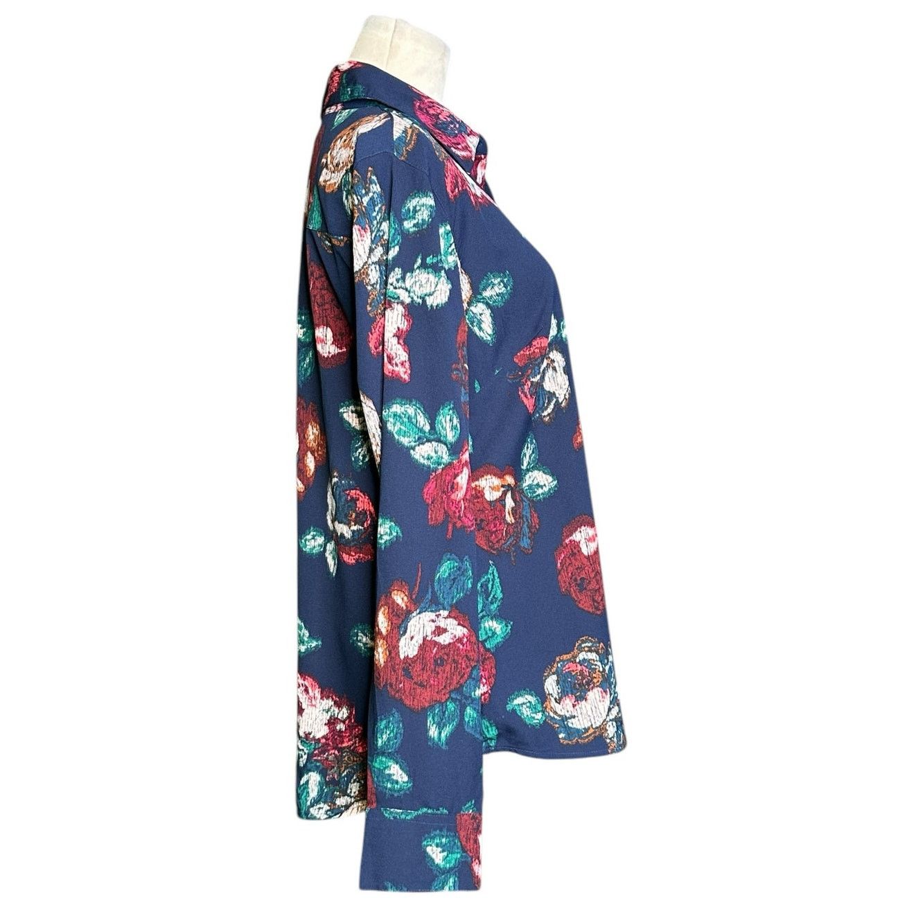 Merona Merona blue red floral long sleeves tunic blouse size M Size M / US 6-8 / IT 42-44 - 5 Thumbnail