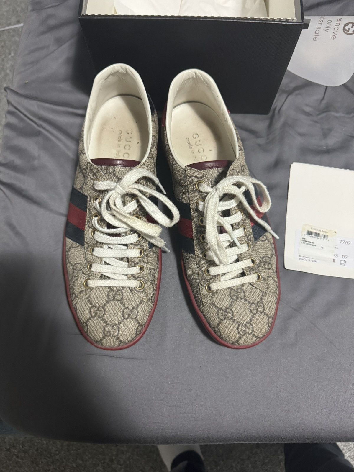Gucci Beige GUCCI ACE GG MONOGRAM SHOES Size US 8 / EU 41 - 7 Thumbnail