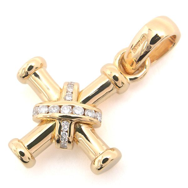 Bvlgari Bvlgari Bvlgari Passo Doppio Cross Diamond Pendant Top 750YG Metal Pendant 73650 in Great Condition Size ONE SIZE - 1 Thumbnail