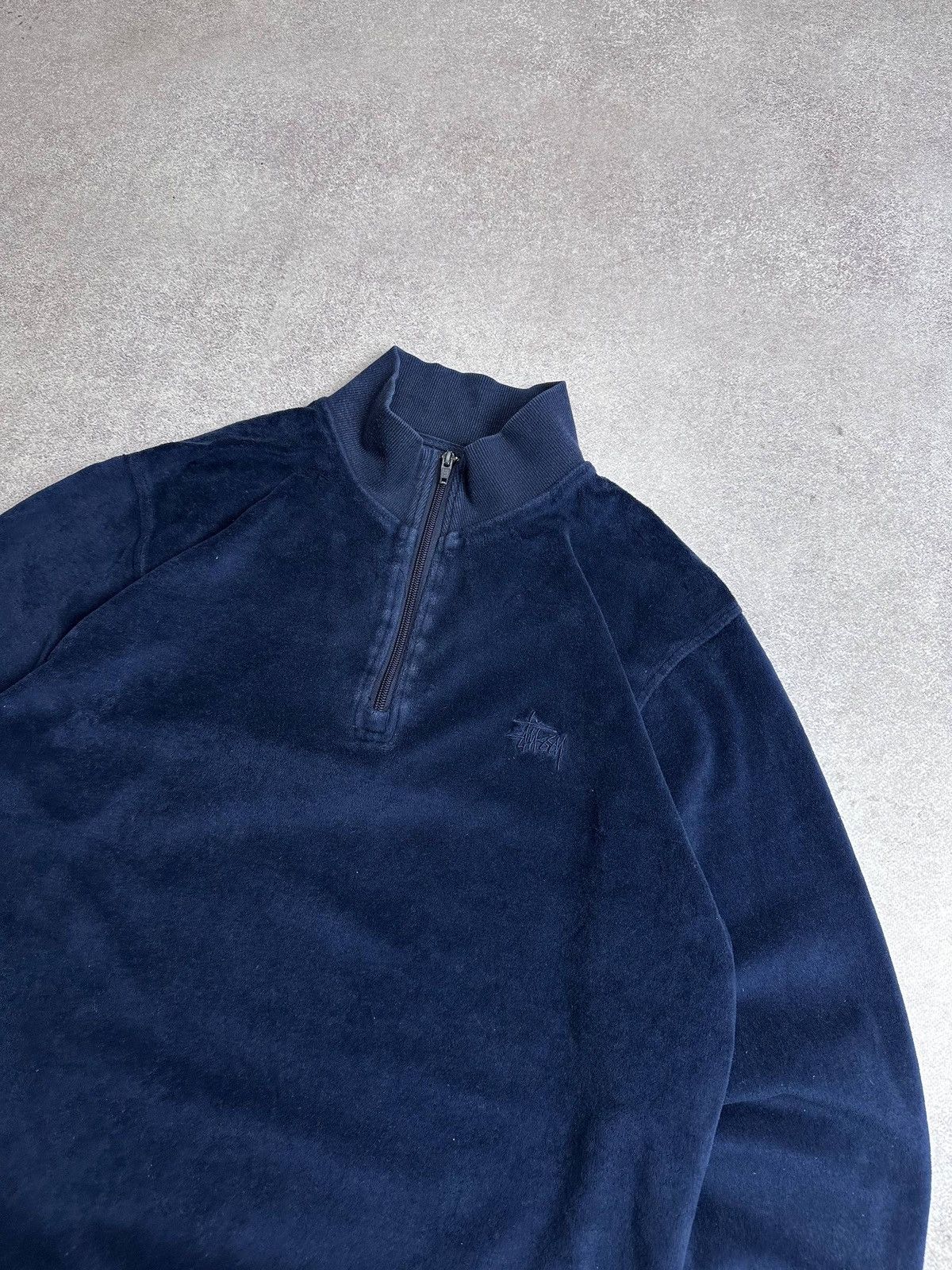 Stussy Vintage Stussy Velour Quarter Zip Sweater M Size US M / EU 48-50 / 2 - 2 Thumbnail