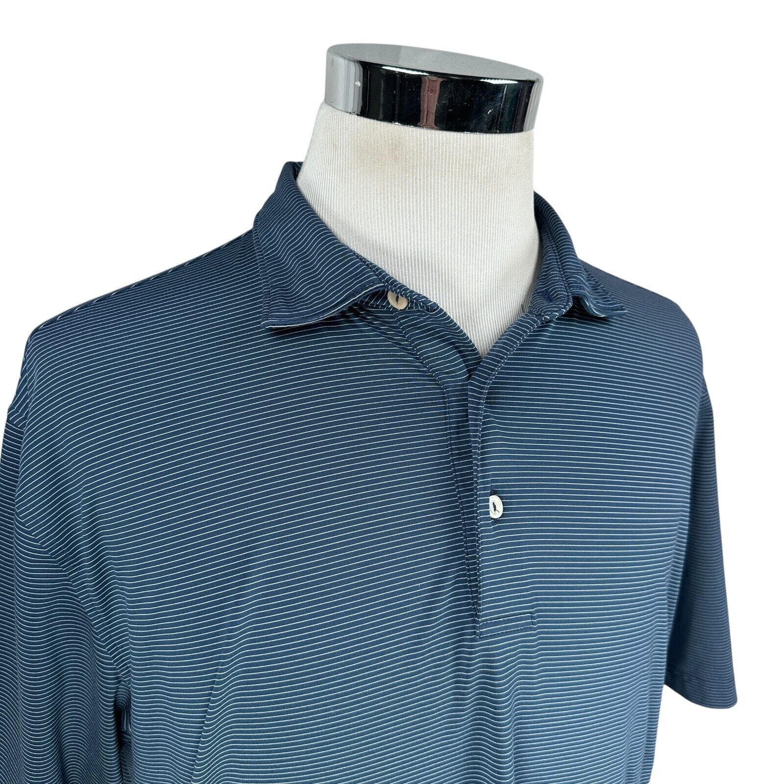 Peter Millar Peter Millar Summer Comfort Polo Shirt Men’s XL Blue White Size US XL / EU 56 / 4 - 2 Thumbnail