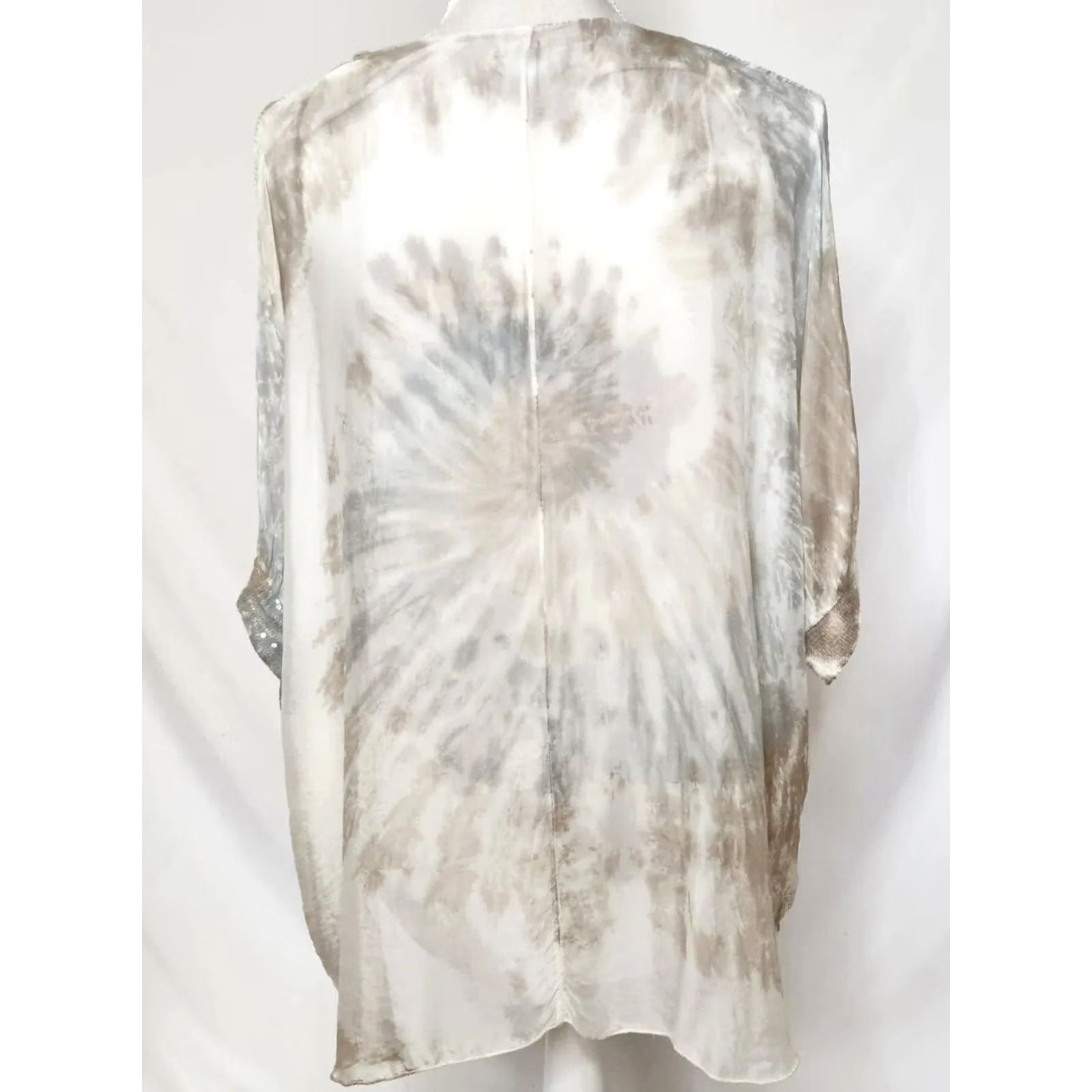 Vintage Tempo Paris Womens Blouse Shirt M Beig​e Dolman Sleeve Silk Sheer Sequin Top Size M / US 6-8 / IT 42-44 - 3 Thumbnail