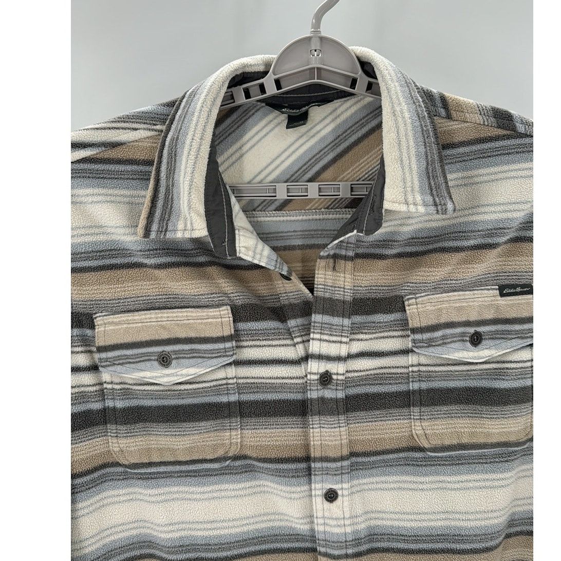 Eddie Bauer Eddie Bauer blue cream micro fleece button down shirt Size US XL / EU 56 / 4 - 5 Thumbnail
