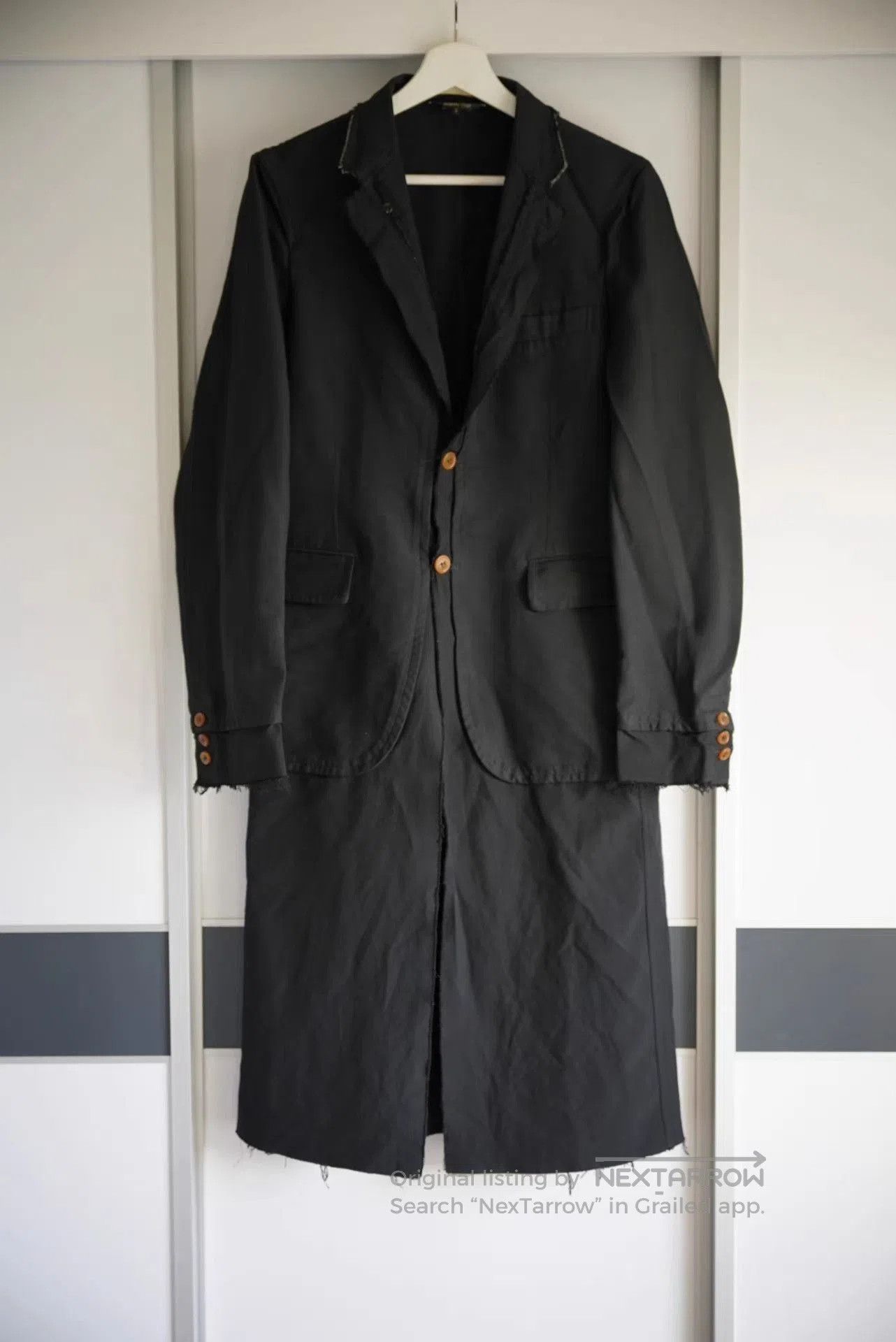 Comme des Garcons Long Black Coat with Button Closure. Size US S / EU 44-46 / 1 - 1 Thumbnail