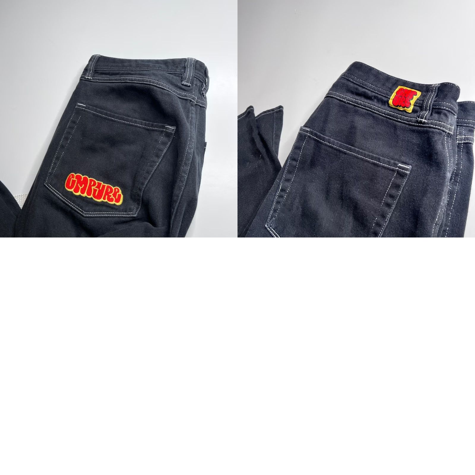 Empyre Empyre Jeans Black White Contrast Stitch Logo Embroidered 5-Pocket Relaxed Wide-Leg Mens 36 Size US 36 / EU 52 - 8 Thumbnail