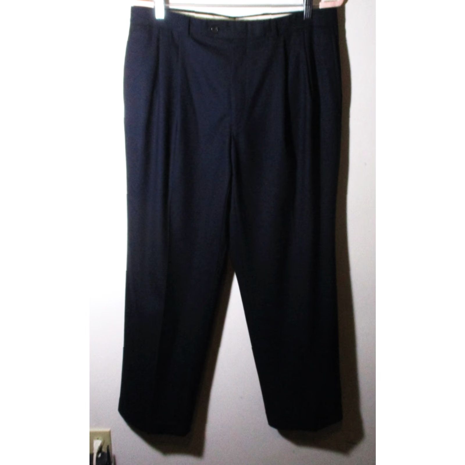 Ralph Lauren LAUREN Ralph Lauren Men Dress Pants Navy Blue Wool 34W 29L Adjustable 5-Pocket Regular Rise Belt Loops Straight Front Pleated Zip Size US 34 / EU 50 - 2 Thumbnail