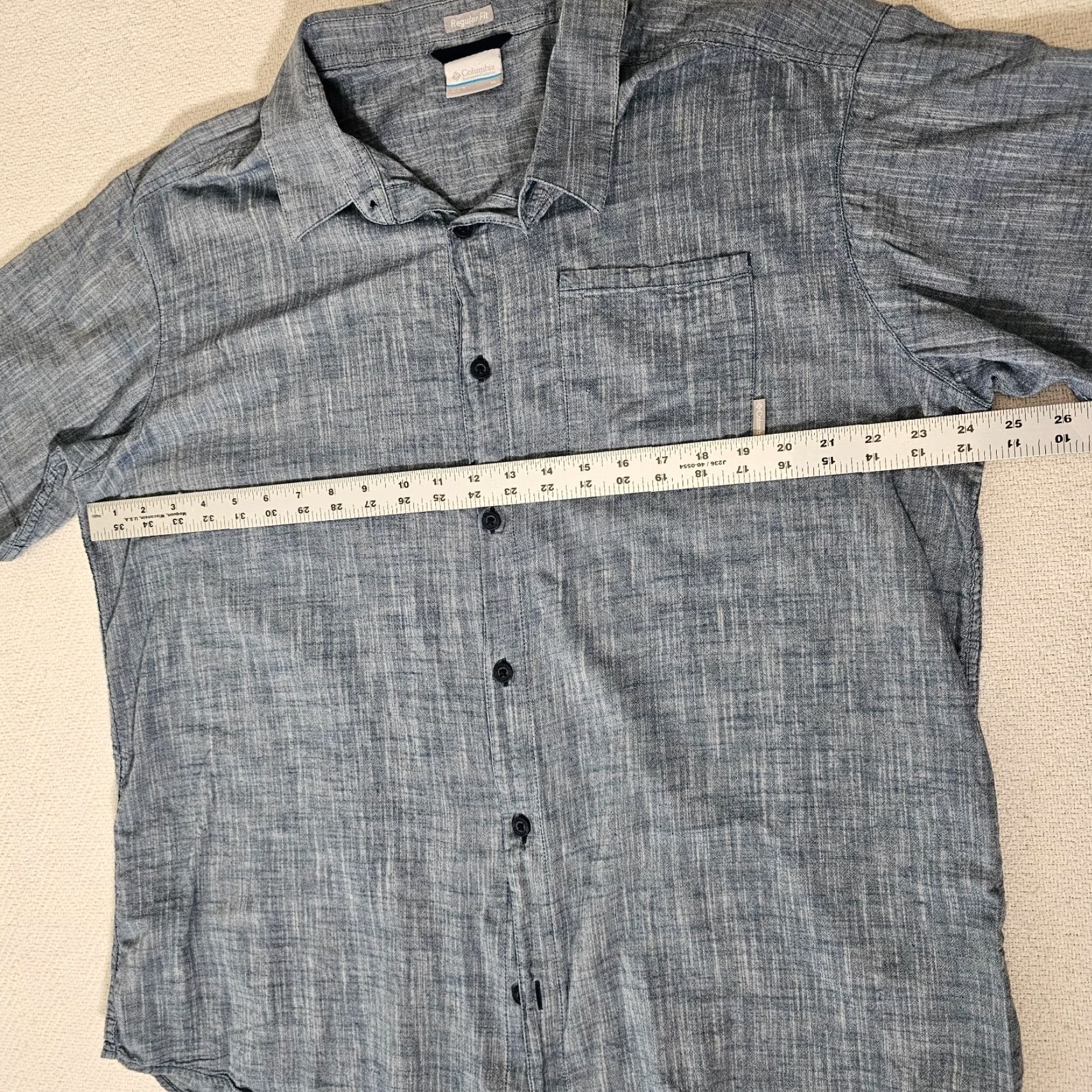 Vintage Columbia Shirt Men XL Button-Down Short Sleeve Heather Blue Outdoors Hiking Fish Casual Workwear Size US XL / EU 56 / 4 - 6 Thumbnail