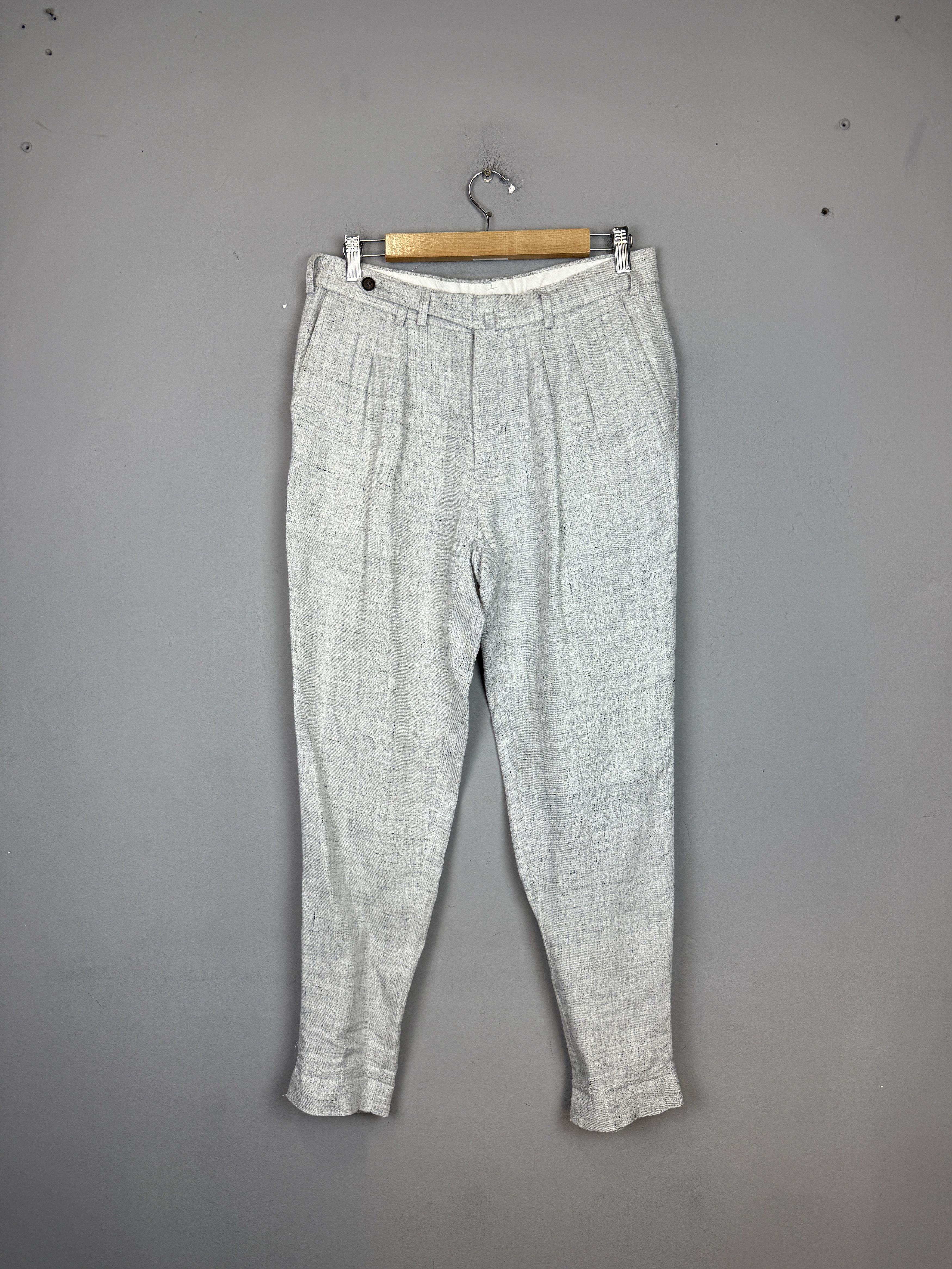 Suitsupply Suitsupply Blake Double Pleat Trouser Pure Linen Grey Size US 28 / EU 44 - 2 Thumbnail