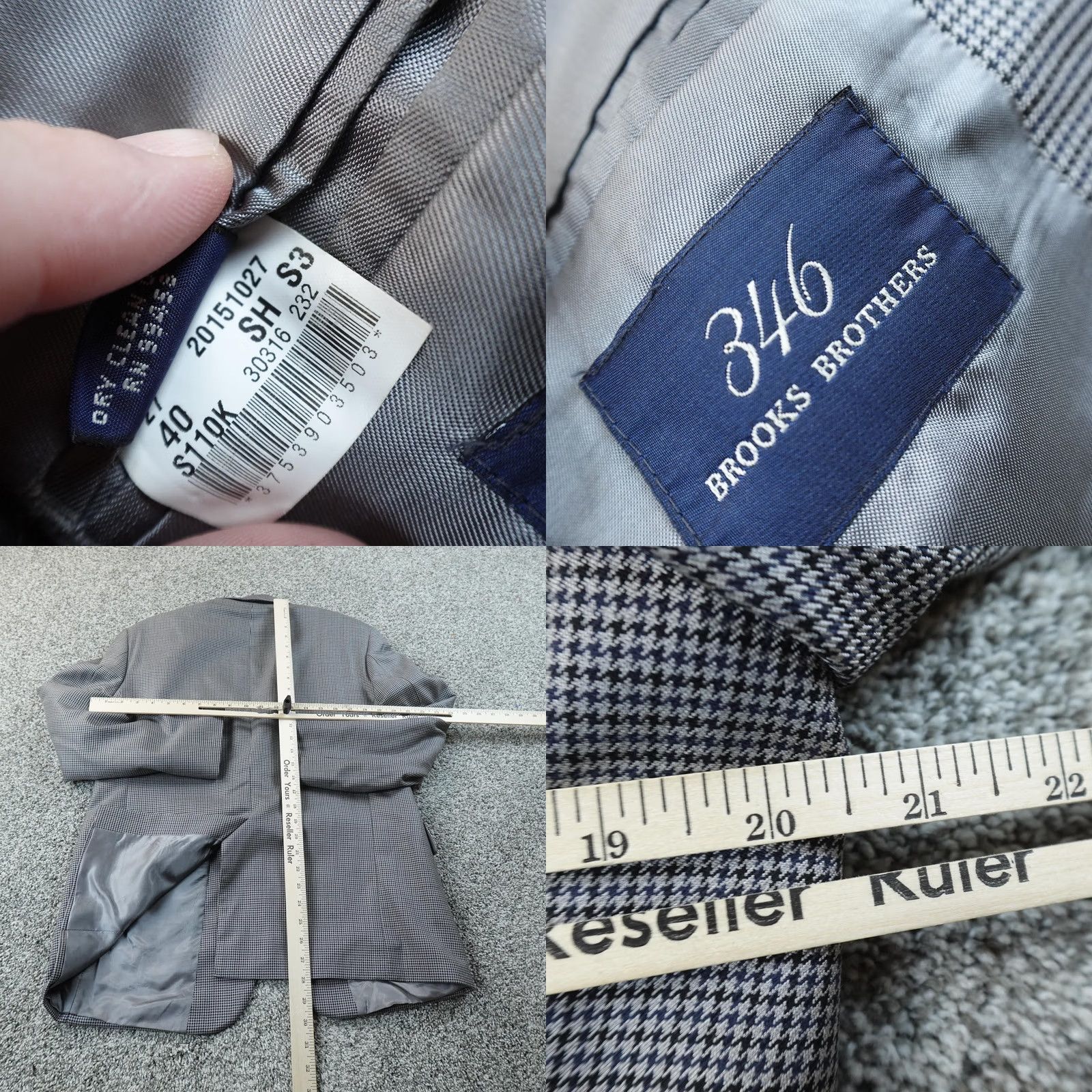 Brooks Brothers Brooks Brothers Sport Coat Jacket Gray Houndstooth Silk Wool 40 Mens Notch Four-Button 2 Piece Vintage No Size US XXS / EU 40 - 8 Thumbnail