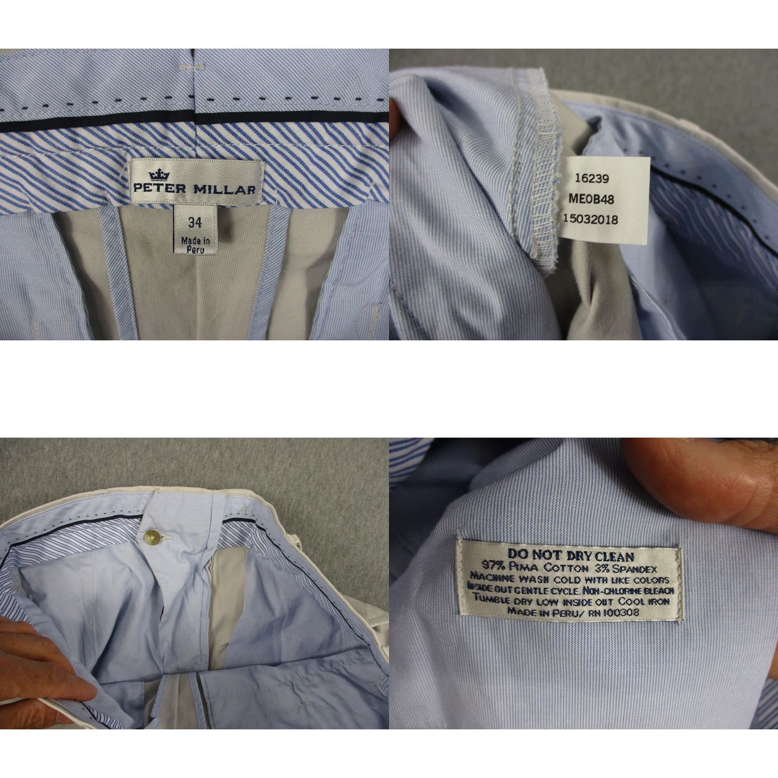 Peter Millar Peter Millar Pants Mens 34x26 Beige Chino Straight Leg Pima Stretch ME0B48 Size US 34 / EU 50 - 8 Thumbnail