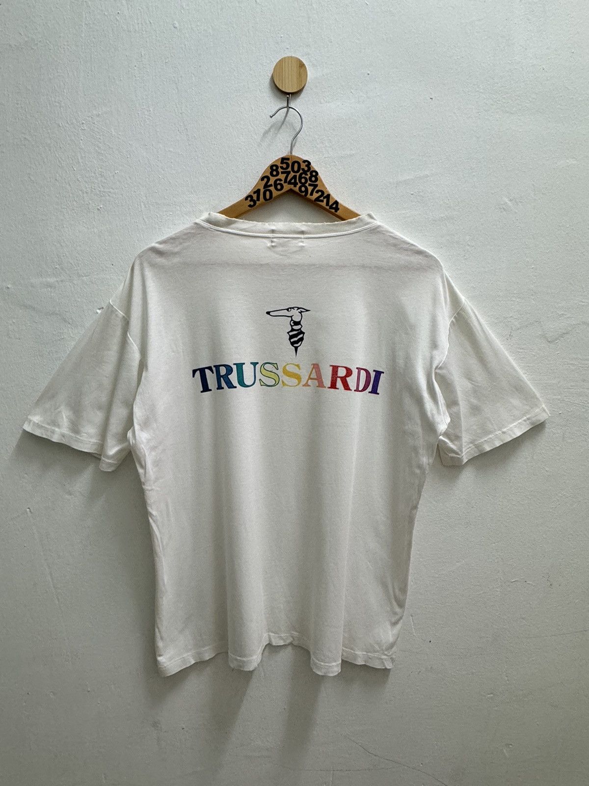 Trussardi × Vintage Vintage Trussardi Spellout Design Distressed Tee Size US M / EU 48-50 / 2 - 1 Thumbnail