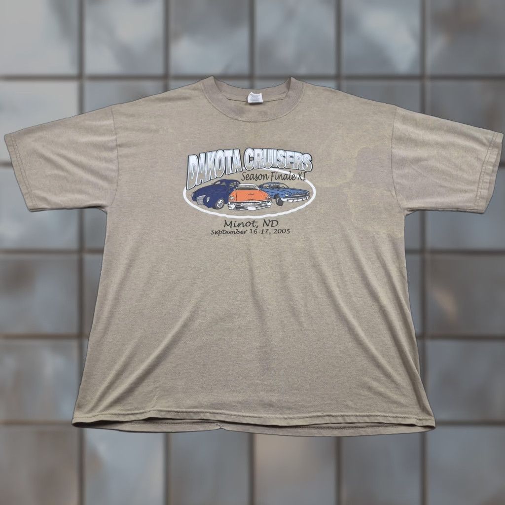 Jerzees VINTAGE Jerzees Dakota Cruisers Shirt Mens XL Beige Car Show Minot ND 2005 T-Shirt Crew Neck Short Sleeve Graphic Print Size US XL / EU 56 / 4 - 1 Thumbnail