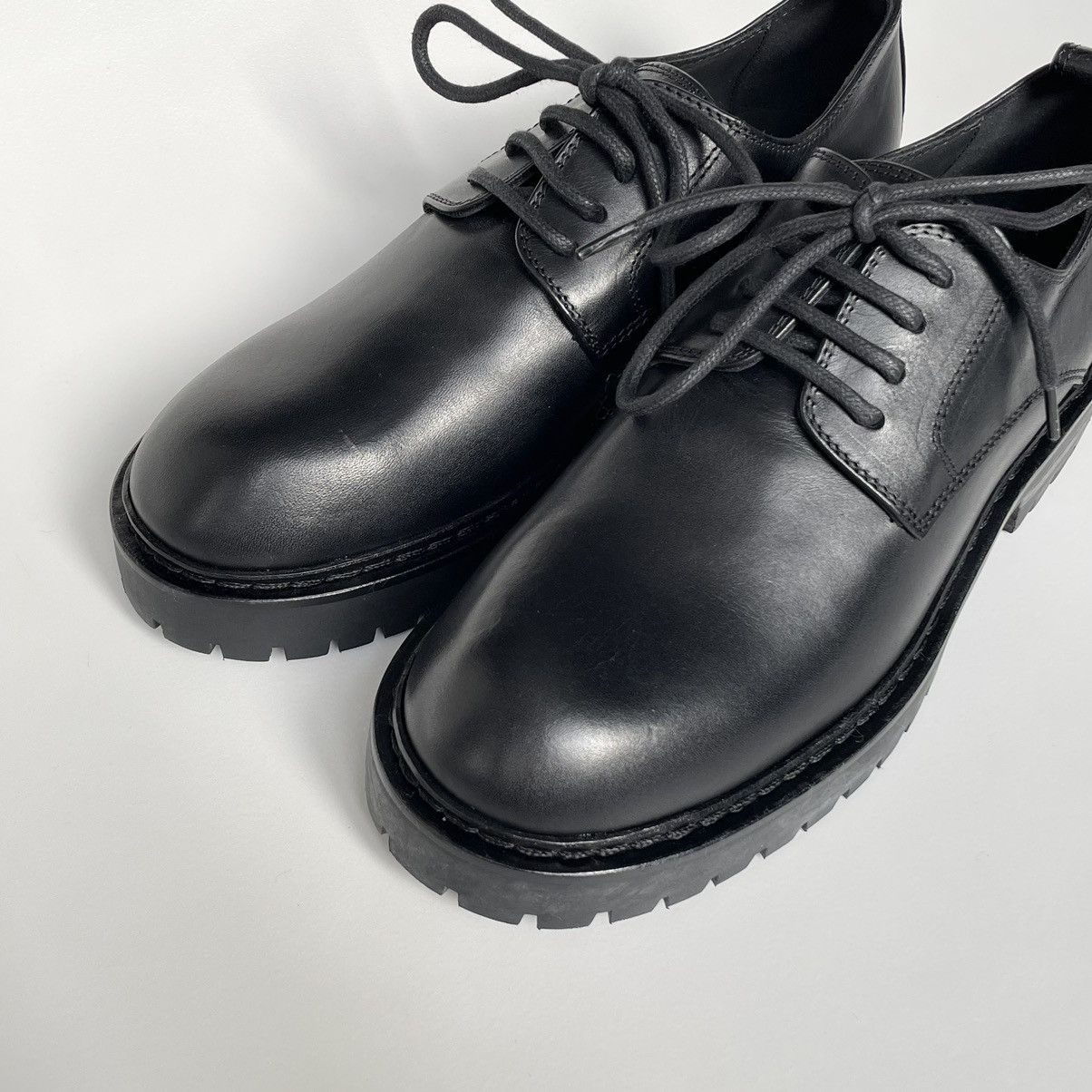 Ann Demeulemeester Black Leather Commando Sole Derbies Size US 7 / IT 37 - 4 Thumbnail