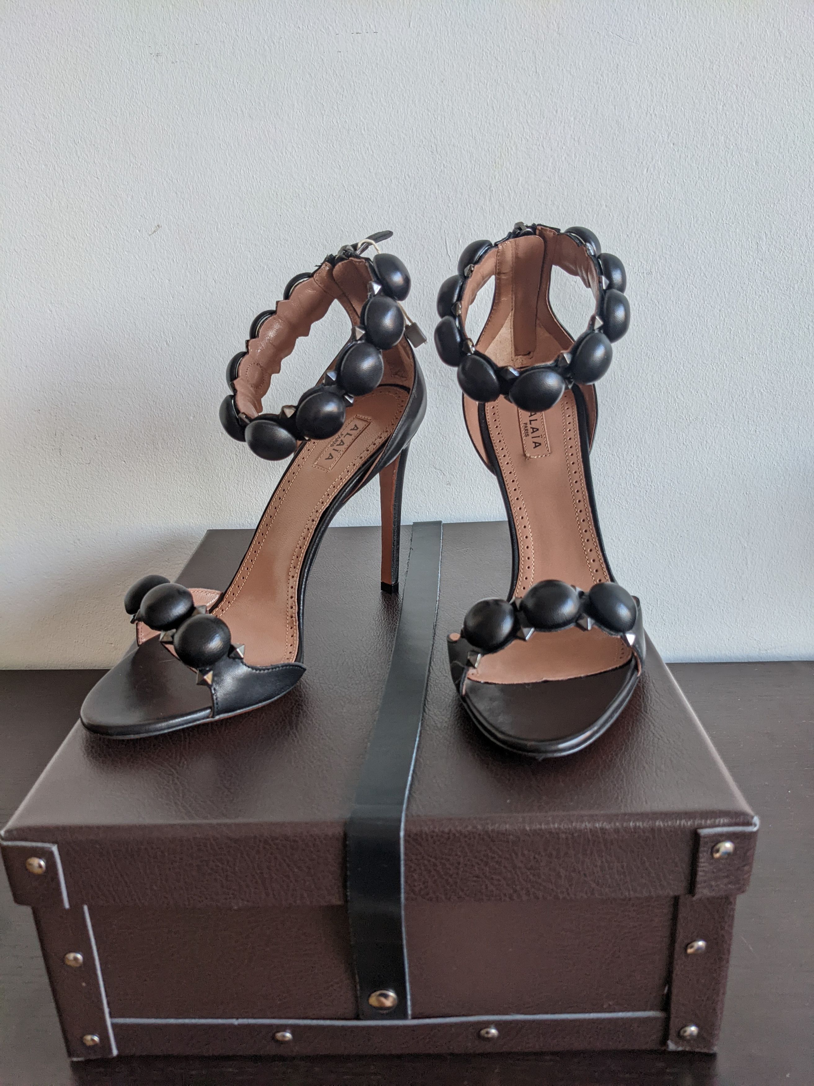 image of Alaia New Alaïa Sandals, “Bombe” Model, In Black Leather, Women's (Size 7)