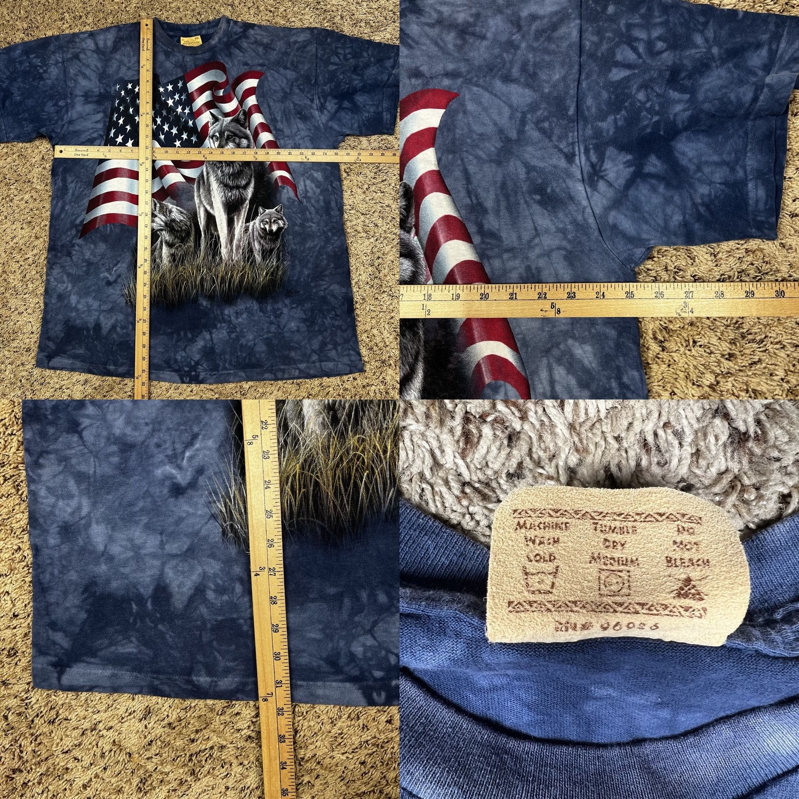 The Mountain VINTAGE The Mountain Wolf American Flag 2001 Graphic T-Shirt 2XL Blue Tie-Dye Patriotic Size US XXL / EU 58 / 5 - 8 Thumbnail
