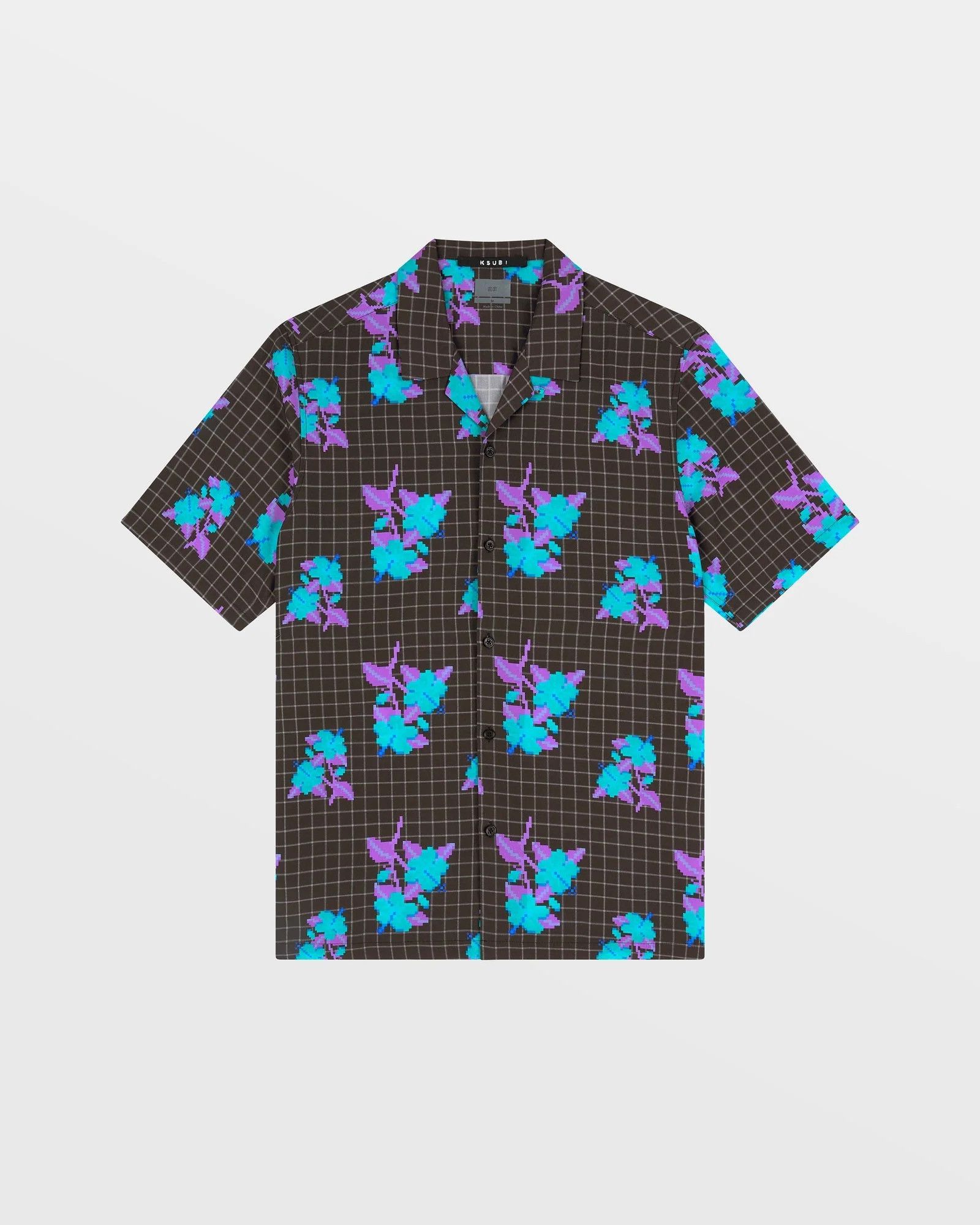 Ksubi Ksubi Low Res Resort Floral Pixel Grid Short Sleeve Shirt Size US M / EU 48-50 / 2 - 1 Thumbnail
