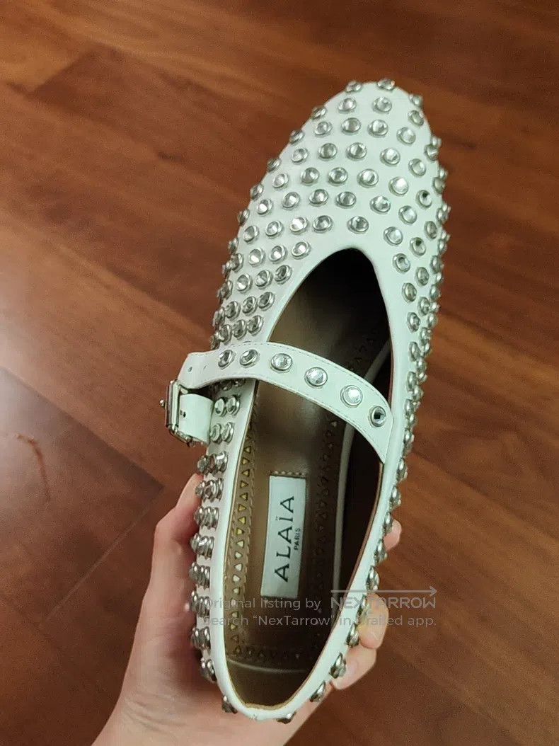 Alaia Alaia White Crystal Ballet Shoes Size US 7.5 / IT 37.5 - 1 Thumbnail