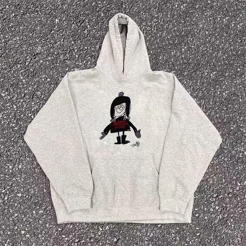 Japanese Brand × Vintage Grey street fashion girls print hoodie y2k Size US L / EU 52-54 / 3 - 1 Thumbnail