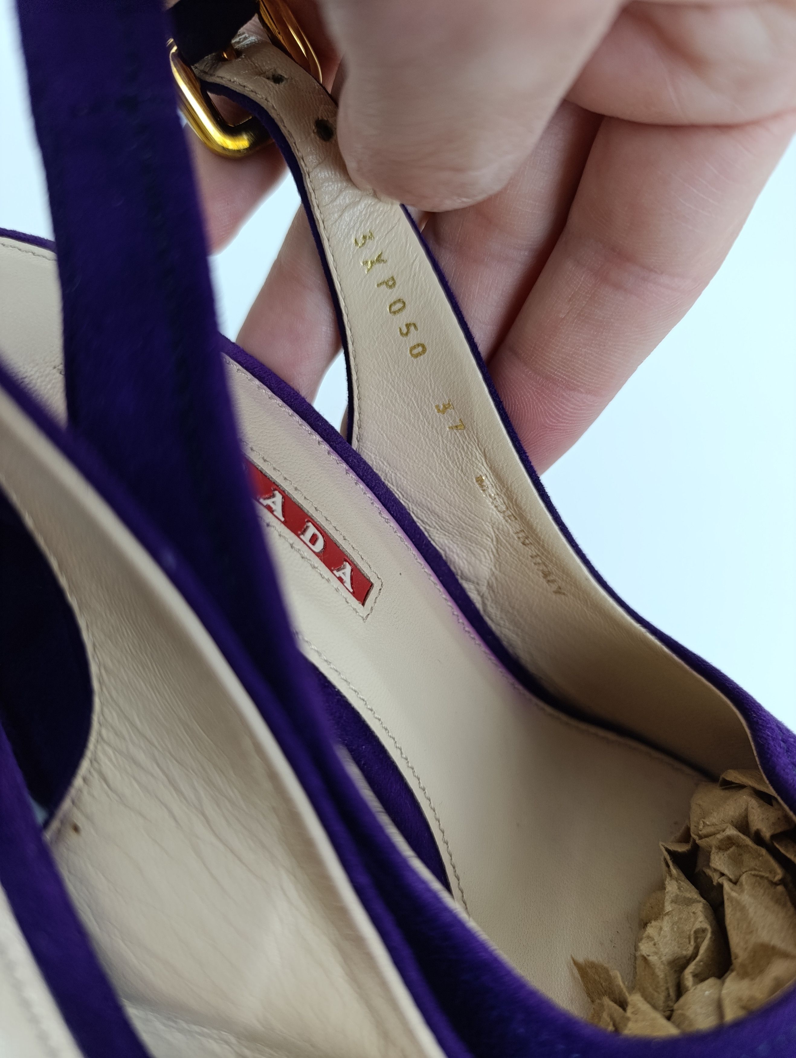 Prada PRADA BARHAT SANDALS HEELS PURPLE RED TAB Size US 7 / IT 37 - 19 Thumbnail