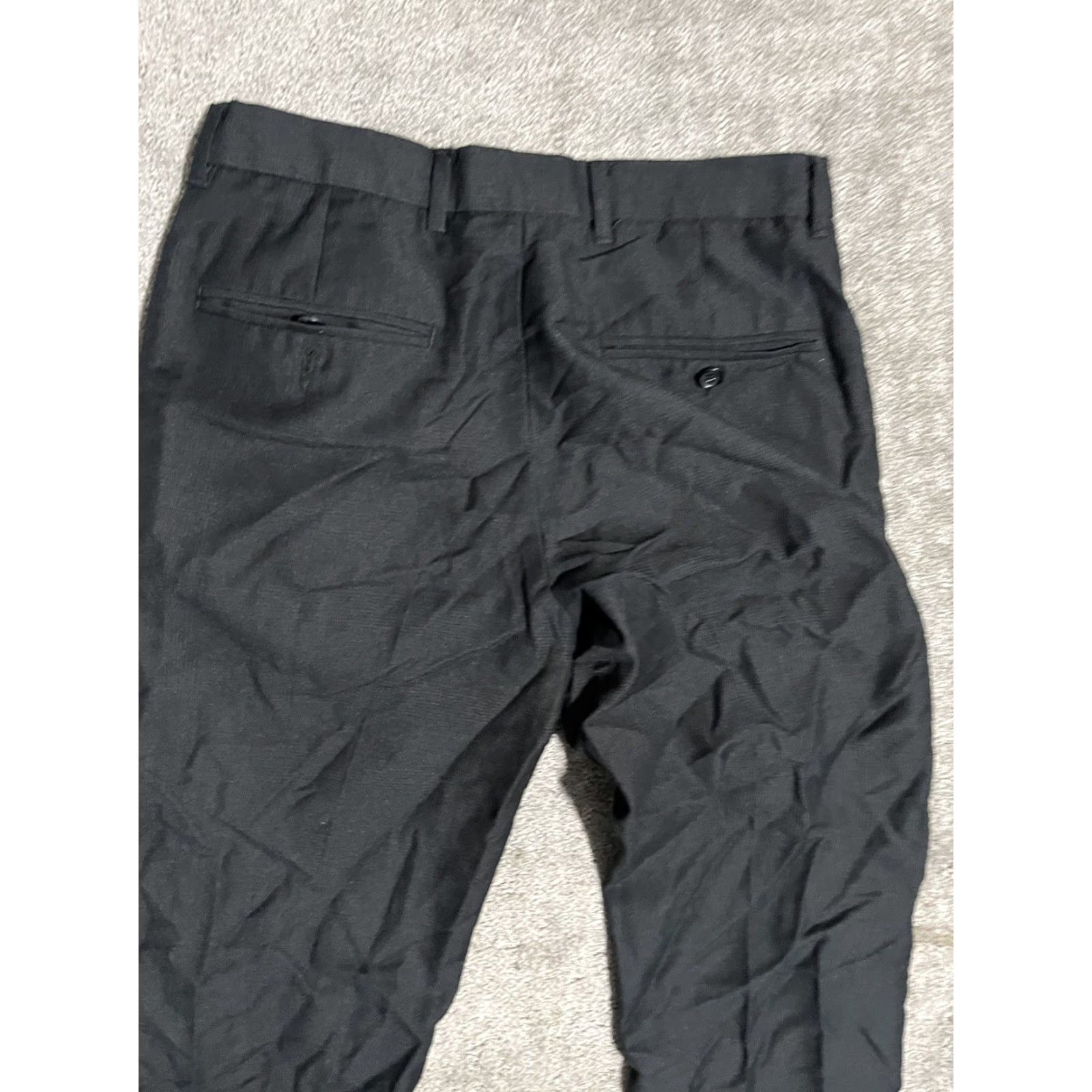 Perry Ellis Perry Ellis Portfolio Pants Slacks Black Flat Front Modern Fit 29x30 Belt Loops Dress Pants Men Regular Solid Modern Version Size US 29 - 4 Thumbnail