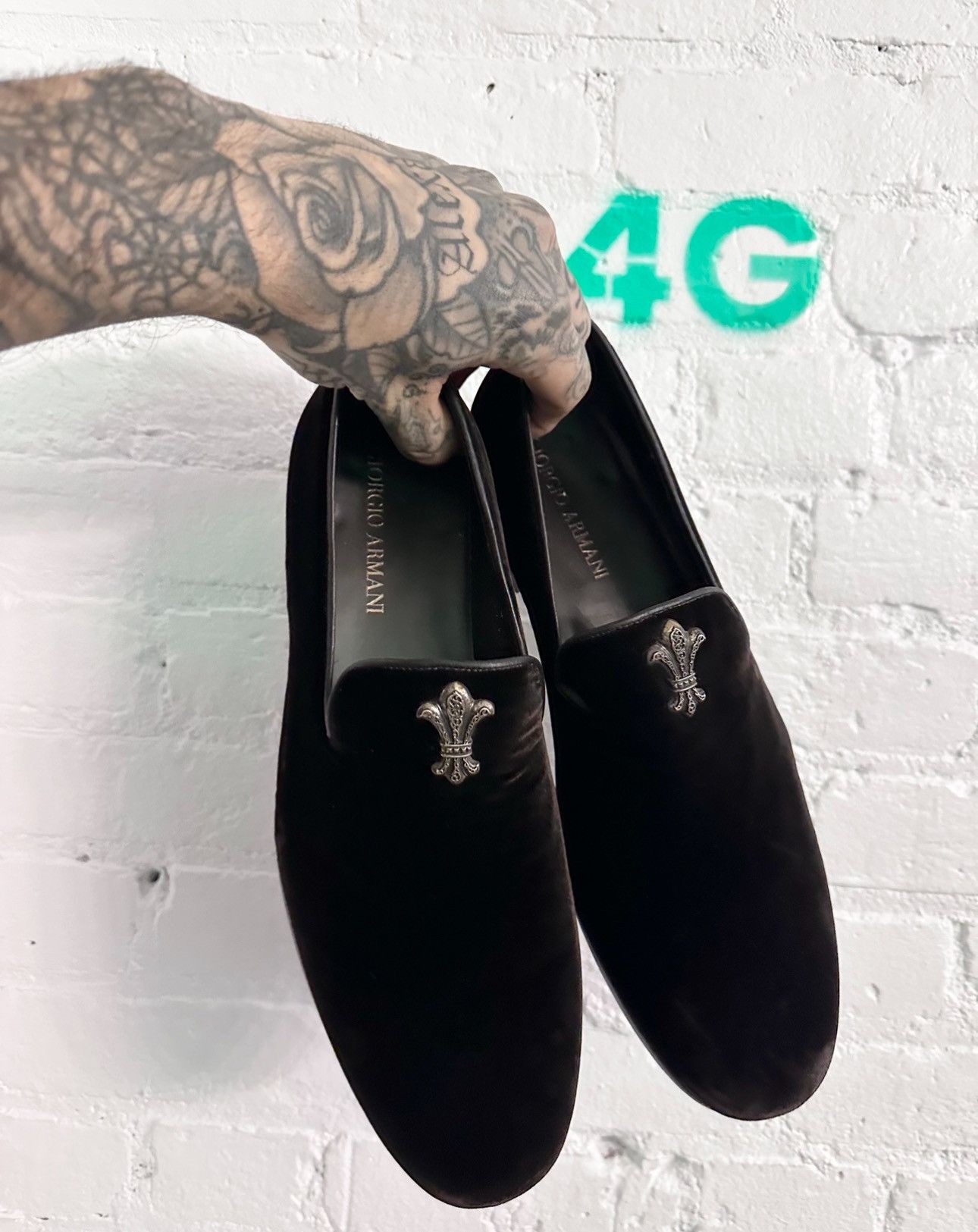 Chrome Hearts Chrome Hearts X Giorgio Armani Black Velvet Loafer Shoes |  Grailed