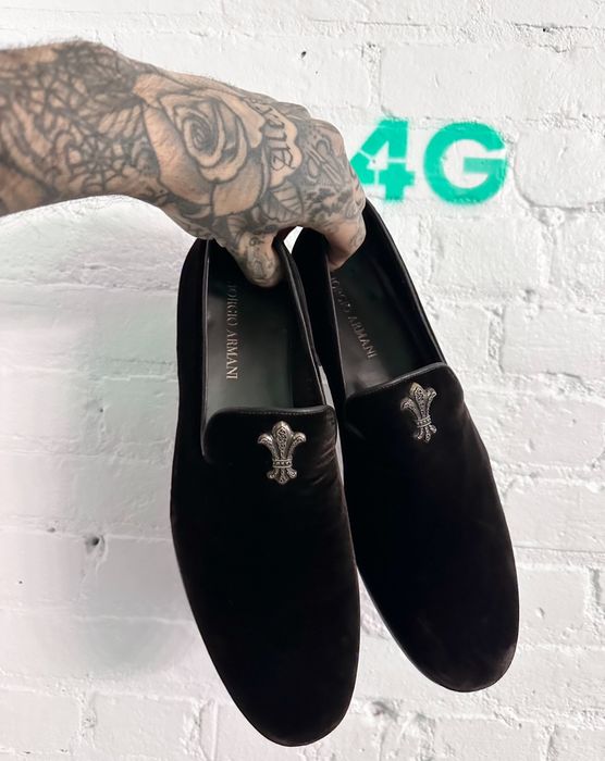 Chrome Hearts Chrome Hearts X Giorgio Armani Black Velvet Loafer Shoes ...