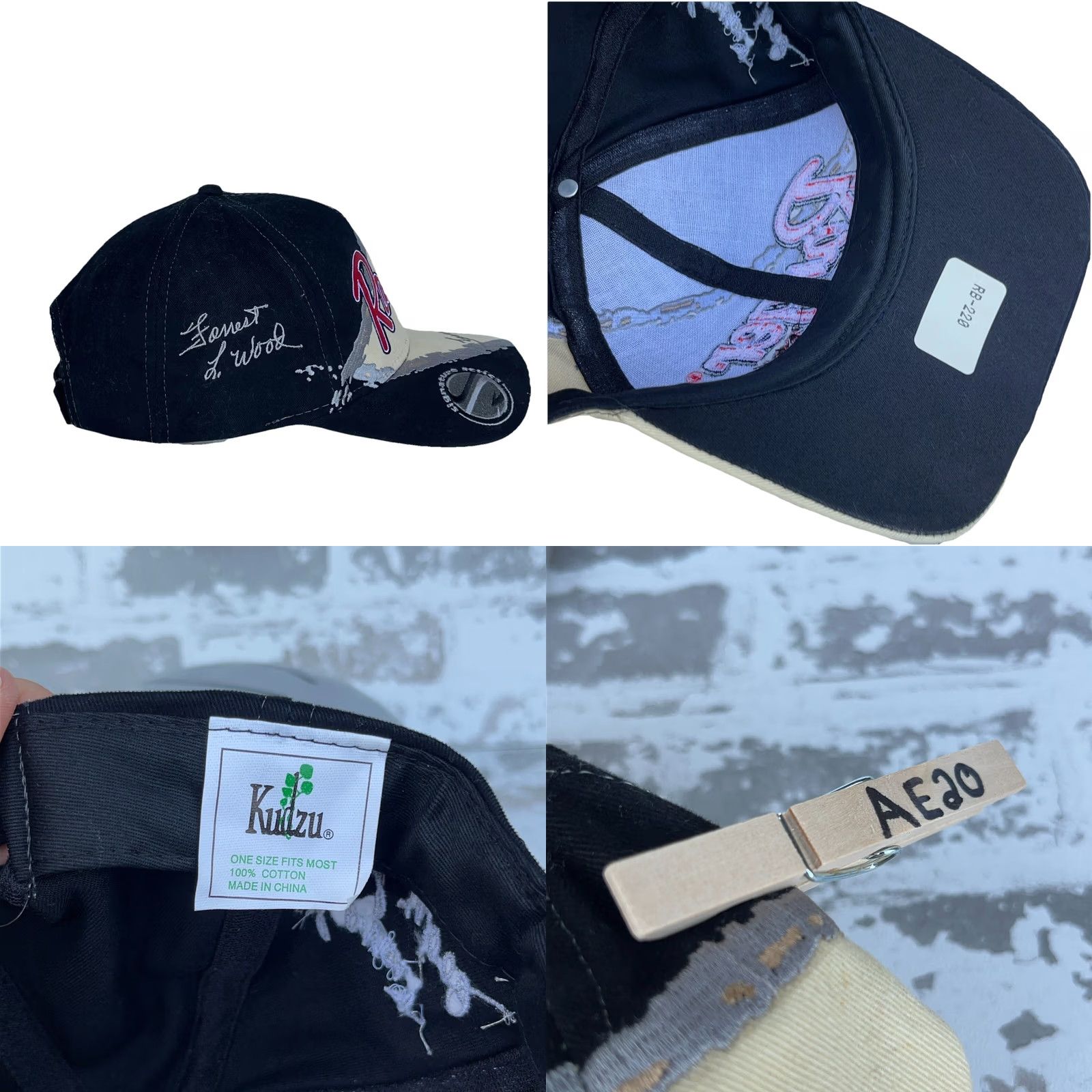 Vintage VINTAGE Kudzu Baseball Cap Hat Adjustable Black White Splash Cotton Twill Men Cap Casual 90s Logo Retro Mens Size ONE SIZE - 8 Thumbnail