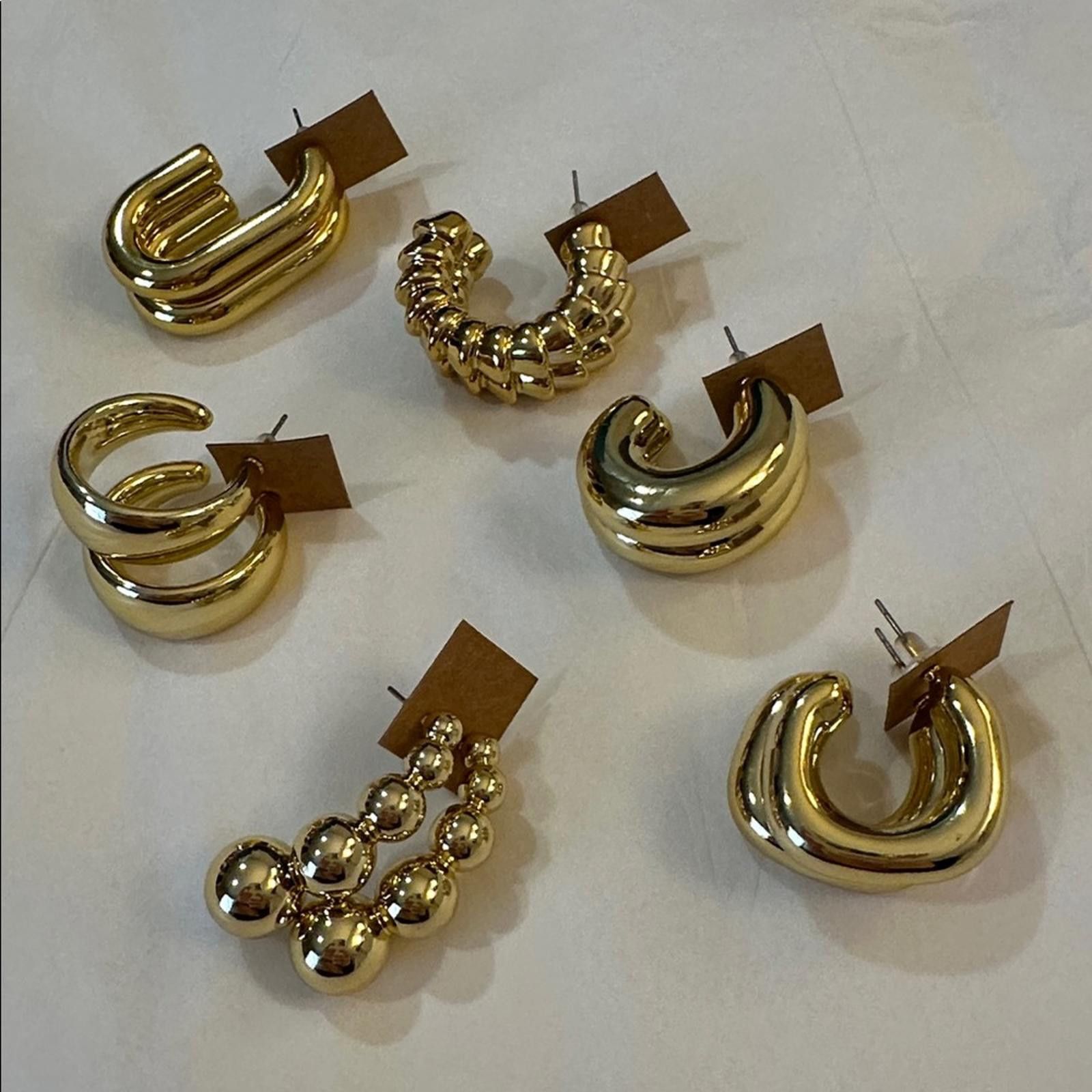 Other Chic Gold-Tone Textured Fashion Hoop Earrings Set of 6 Size ONE SIZE - 3 Thumbnail