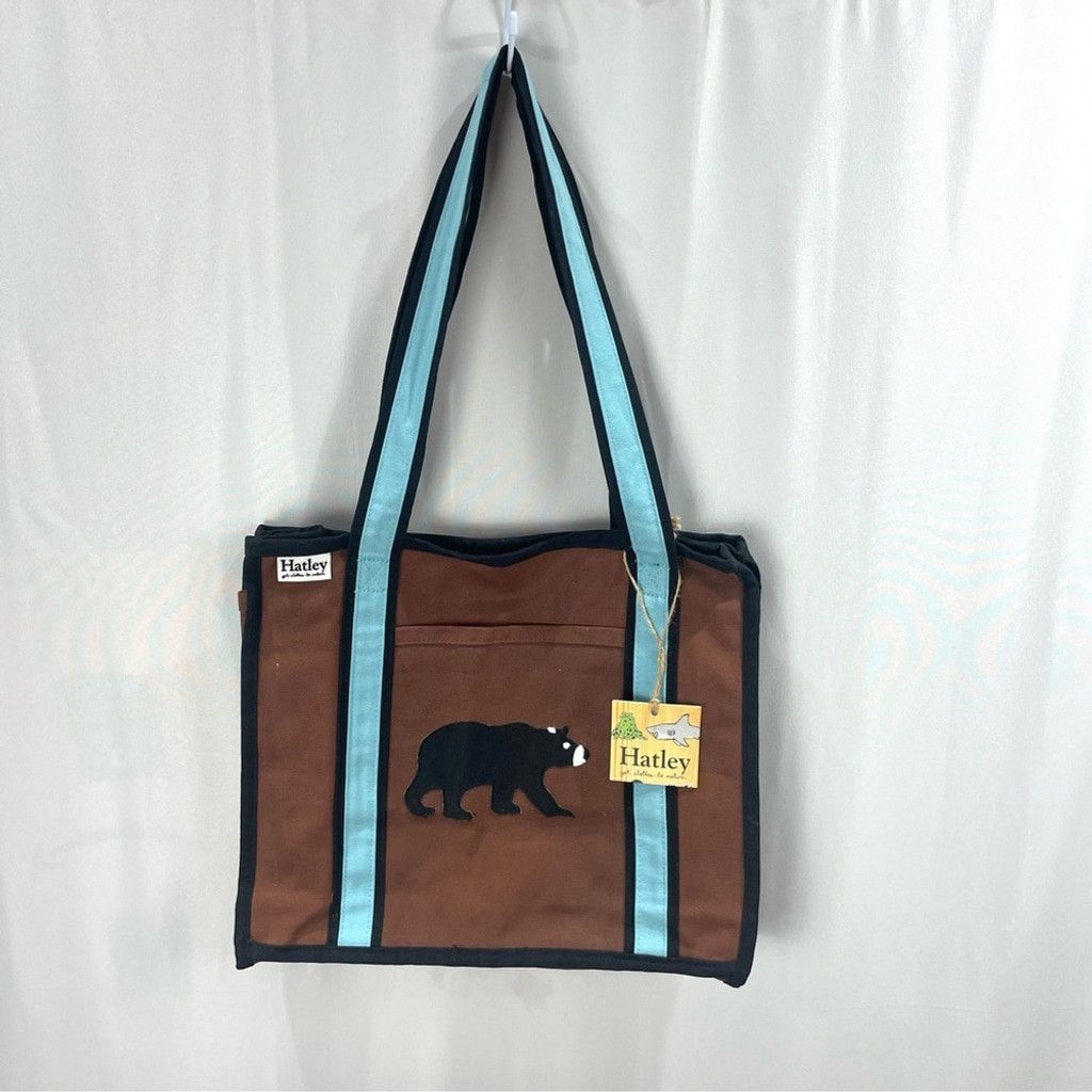 Other NEW Hatley Environmental Tote Bag -Brown/Blue Cotton Canvas Size ONE SIZE - 2 Thumbnail
