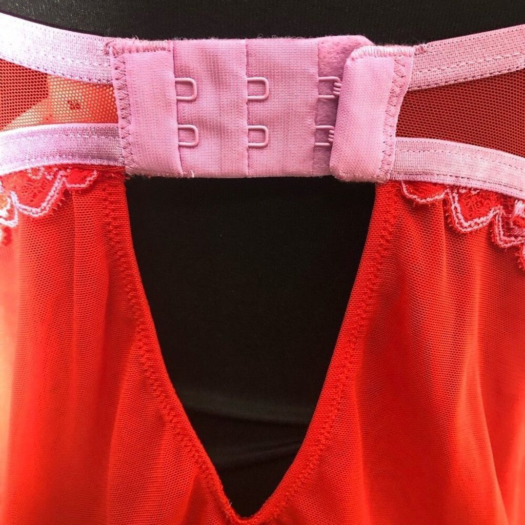 Vintage Auden Intimates Babydoll Padded bra Sheer Lace Mesh Red sz S Size ONE SIZE - 11 Thumbnail