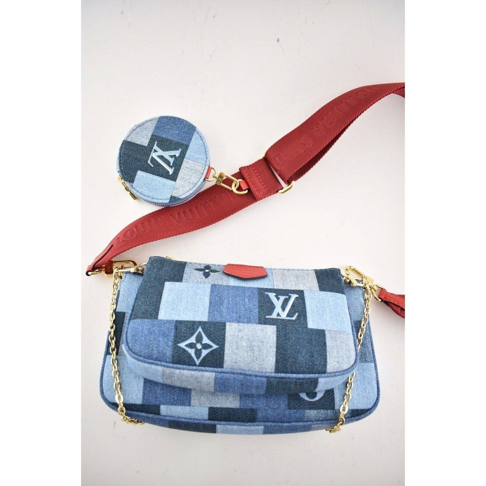 Louis Vuitton Louis Vuitton Patchwork Denim Blue Red Crossbody Bag Size ONE SIZE - 2 Thumbnail