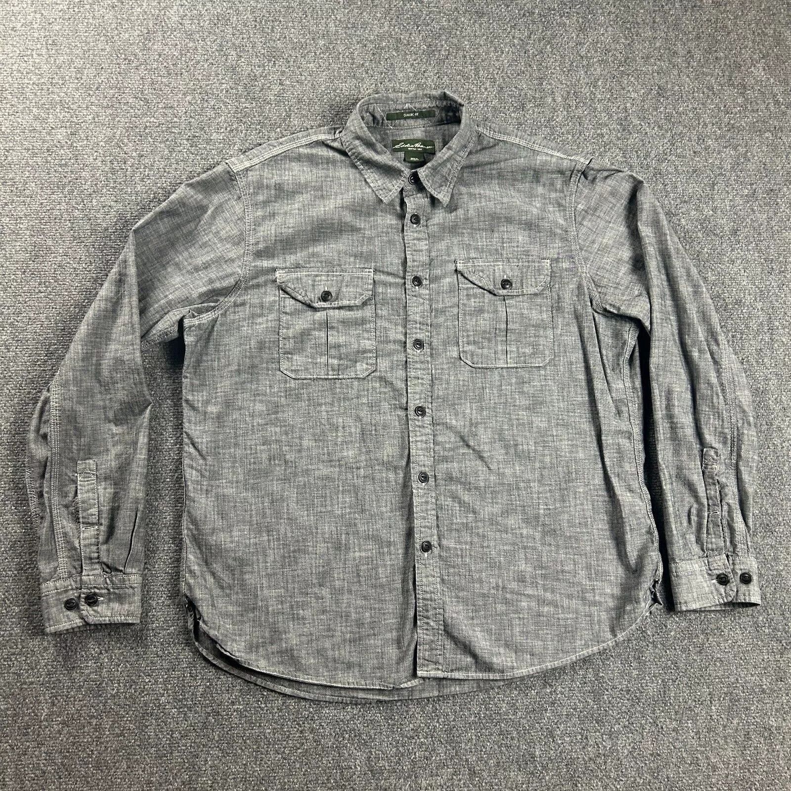 Eddie Bauer Eddie Bauer Shirt Mens XL Gray Button Up Classic Fit Double Size US XL / EU 56 / 4 - 1 Thumbnail