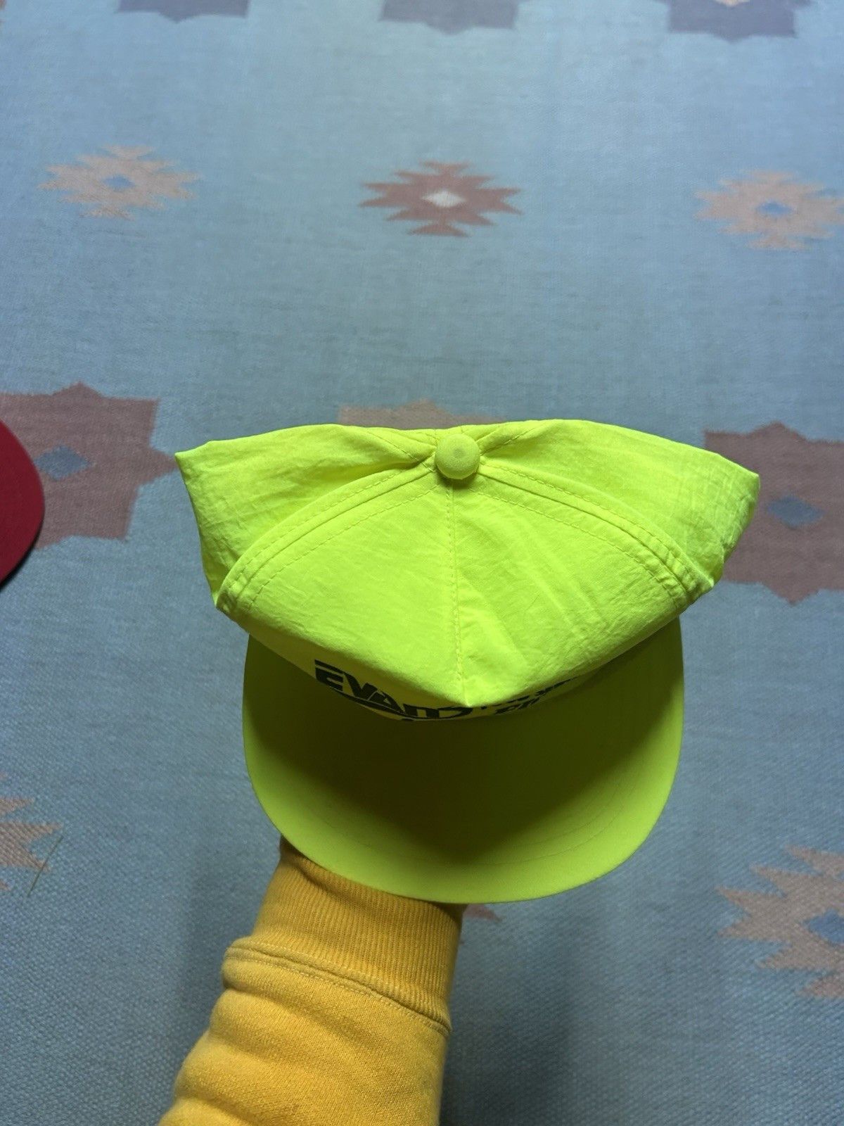 Vintage Vtg SnapBack hat Evans food service hi vis neon yellow nylon Size ONE SIZE - 3 Thumbnail