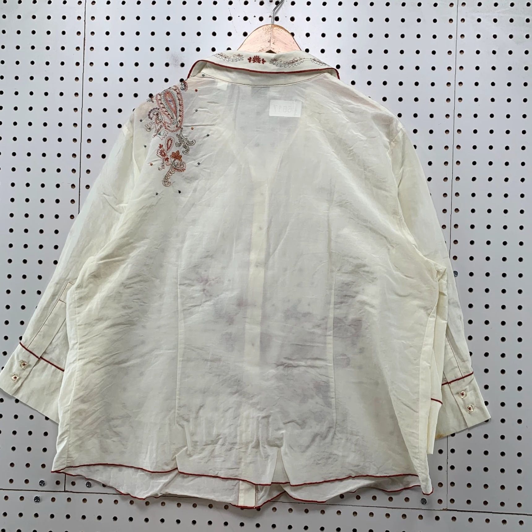 Orvis Orvis Silk Blouse Womens XL White Paisley Long Sleeve Button Cotton Blend Top Size XL / US 12-14 / IT 48-50 - 2 Thumbnail