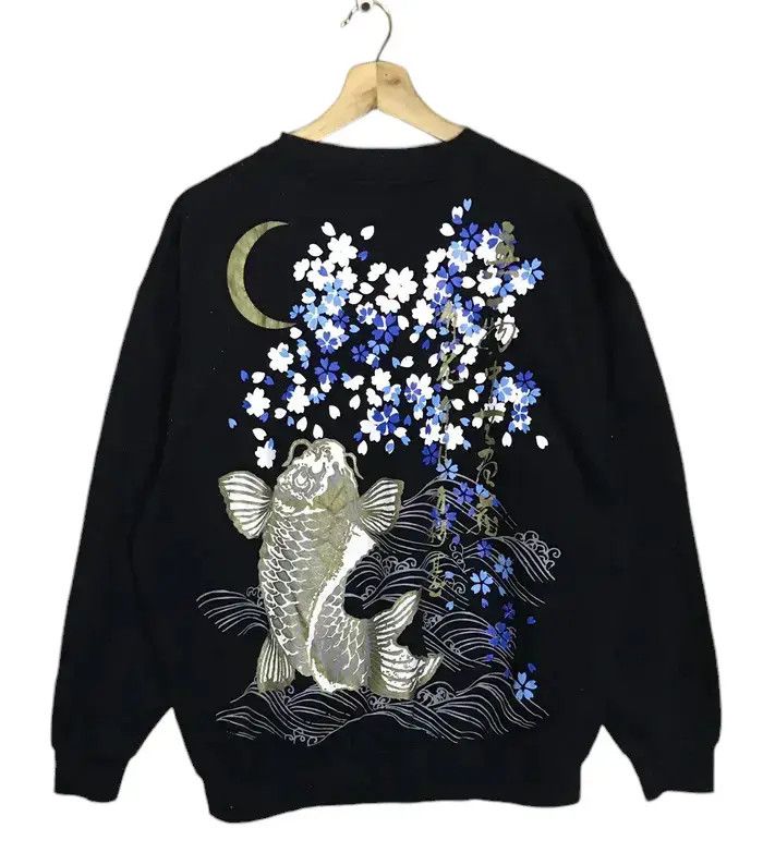 Japanese Brand Vintage Sukajan Japan Koi Fish Element Sweatshirts Size US L / EU 52-54 / 3 - 2 Thumbnail