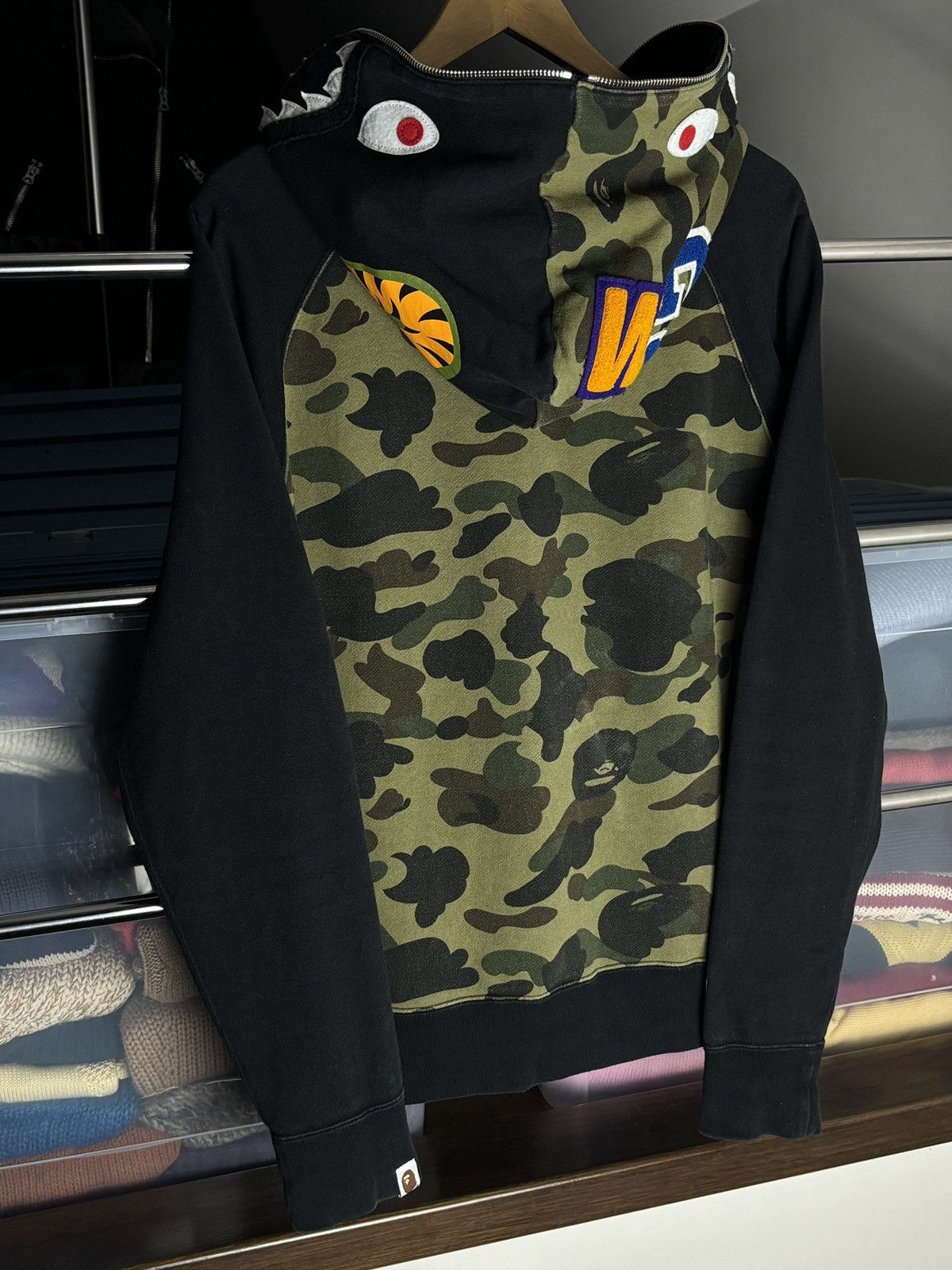 Bape Bape half green camo shark rare hoodie Size US M / EU 48-50 / 2 - 6 Thumbnail