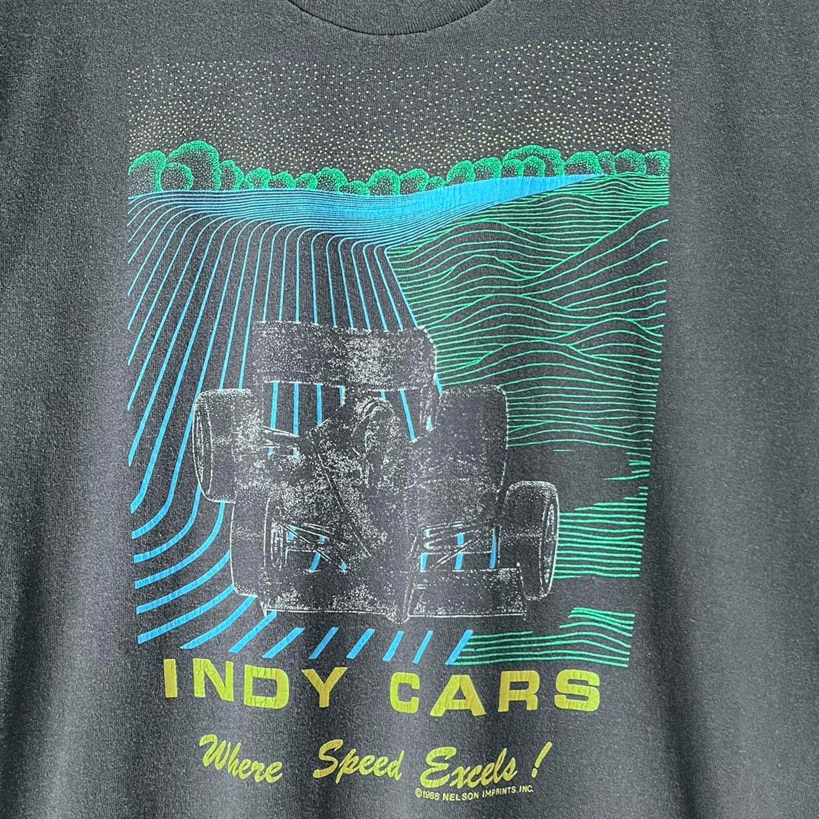 Fruit Of The Loom 1988 Indy Cars Wireframe T-Shirt | Synthwave Racing | L Size US L / EU 52-54 / 3 - 3 Thumbnail