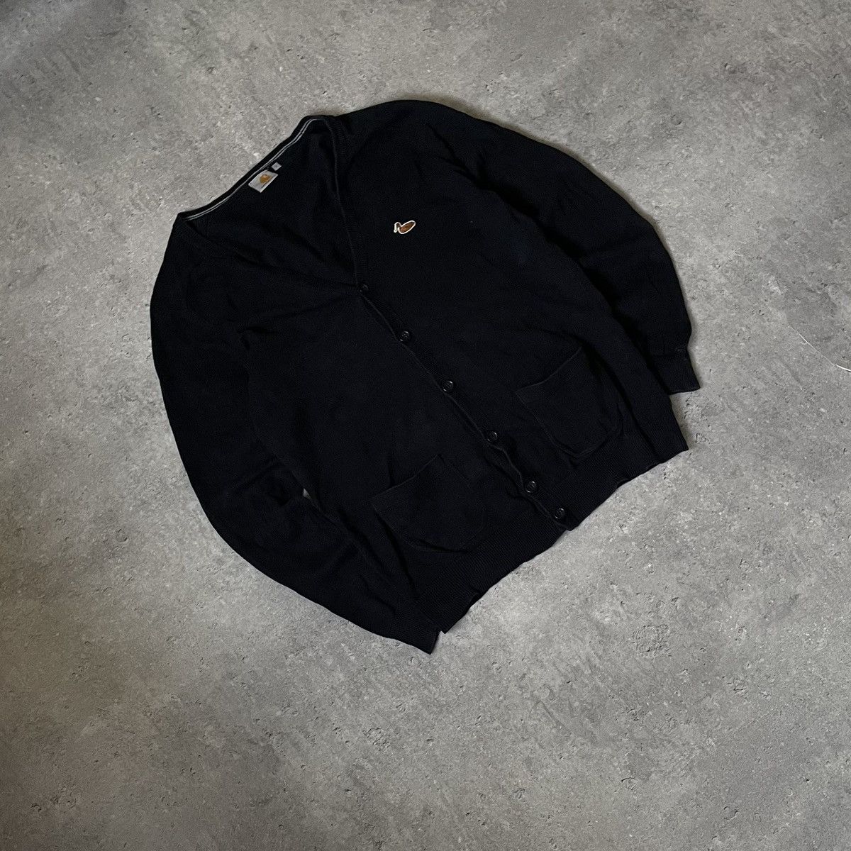 Carhartt × Carhartt Wip × Vintage Vintage Carhartt Duck Logo Black Cardigan Size US L / EU 52-54 / 3 - 1 Thumbnail