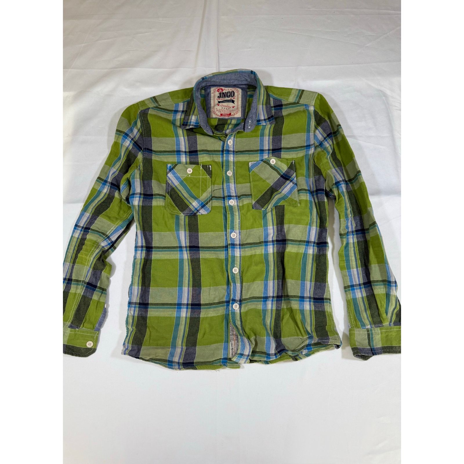 JNCO JNCO Plaid Button Up Shirt Mens Small Green Casual Slim Fit Size US S / EU 44-46 / 1 - 1 Thumbnail