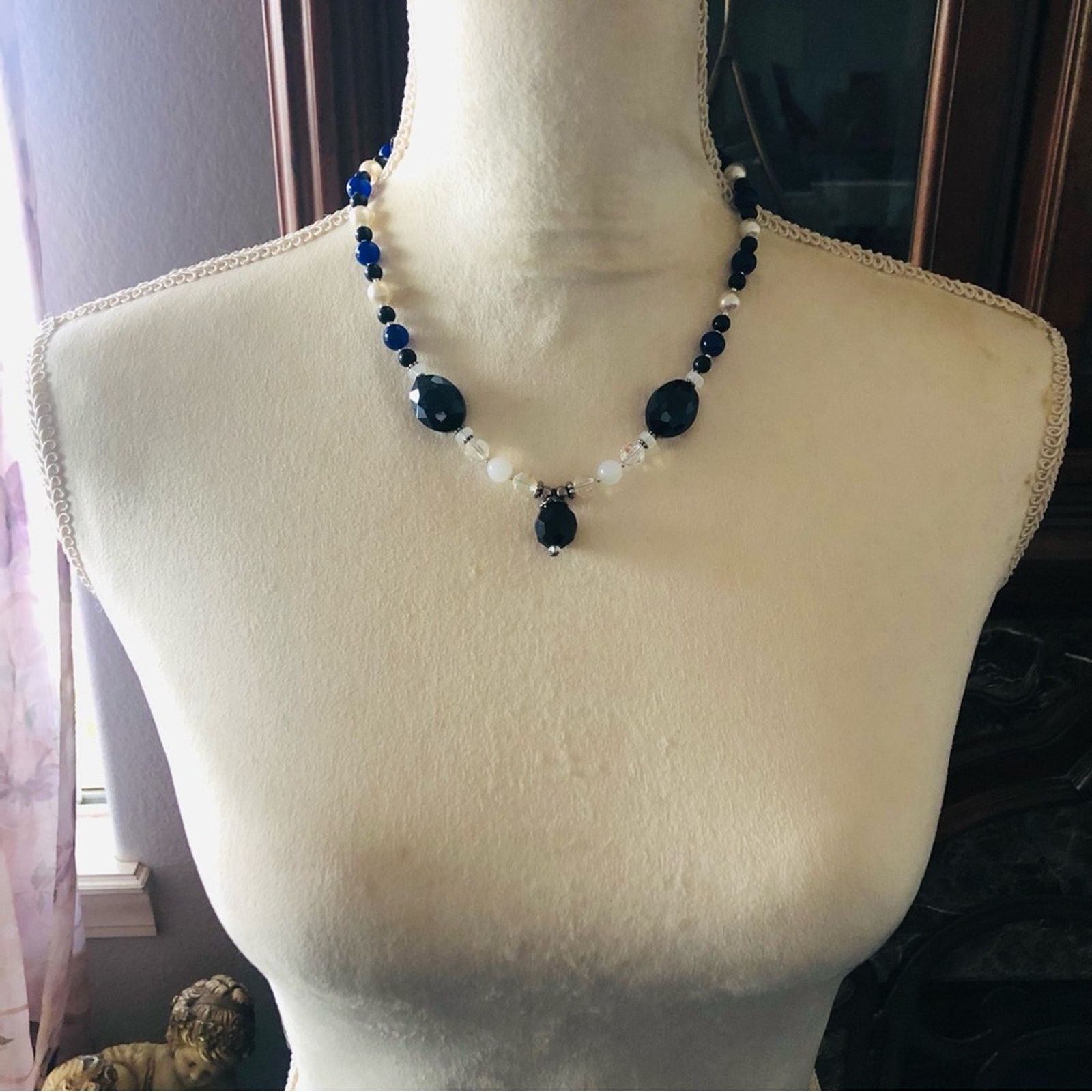 Handmade Handcrafted lazurite faceted jet crystal necklace Size ONE SIZE - 4 Thumbnail