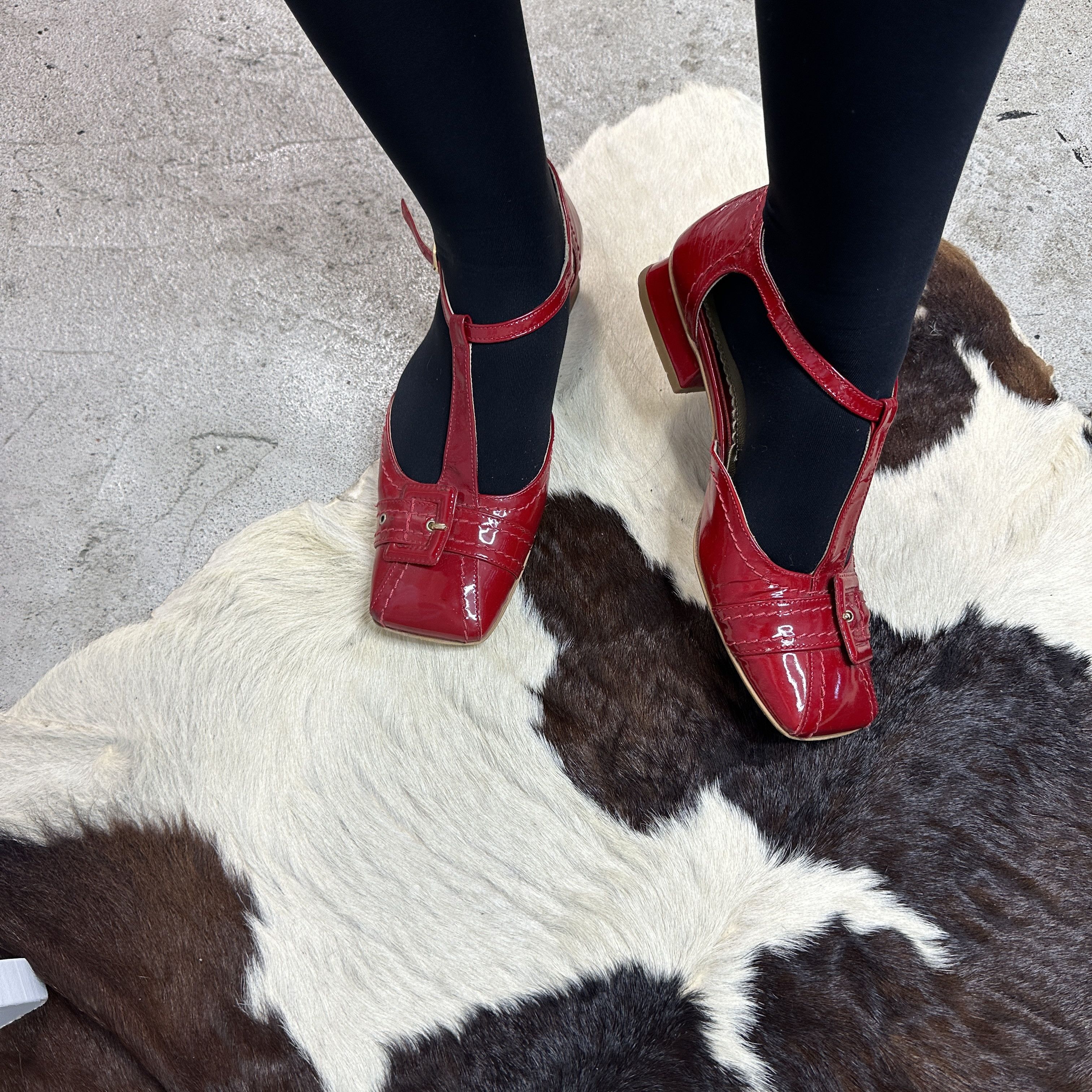 Vintage Buckle Leather Shoes Vintage Cherry Red Size US 10 / IT 40 - 3 Thumbnail