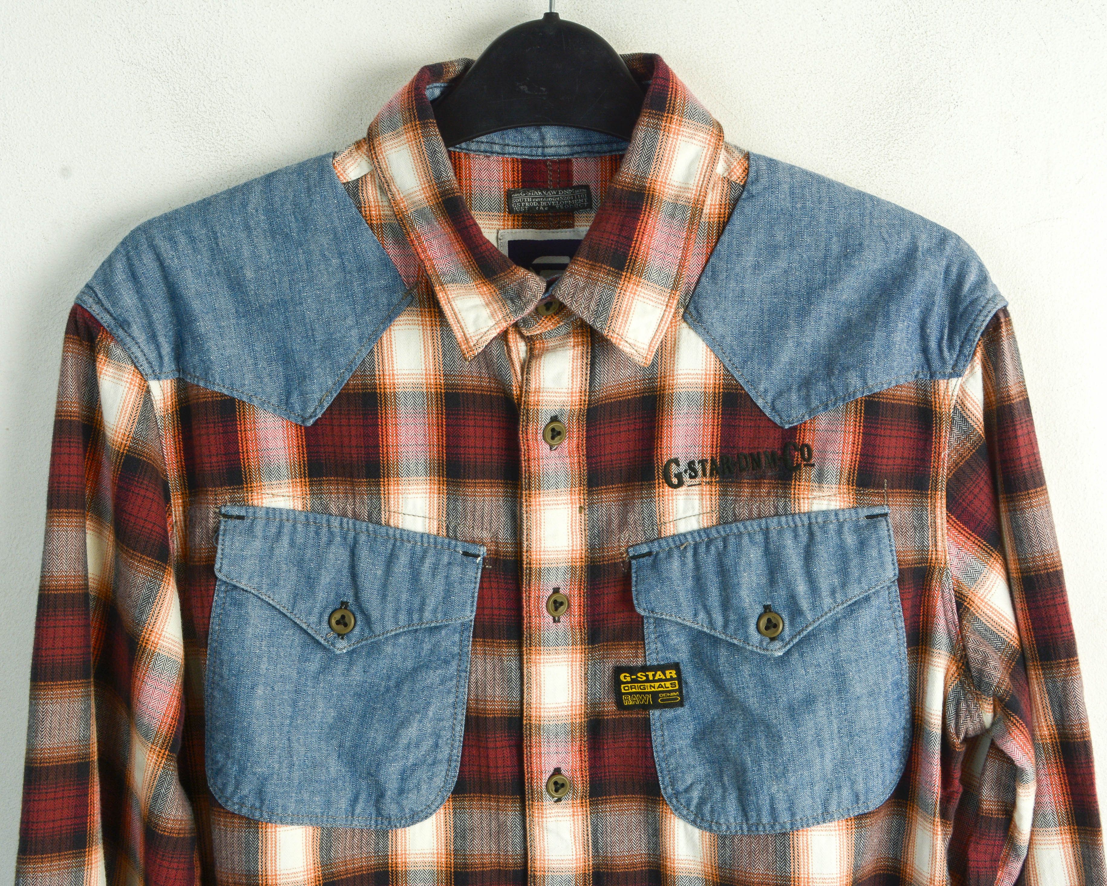 G-Star CO COWBOY SHIRT M Button Up Checked Long Sleeve Tartan Plaid Size US M / EU 48-50 / 2 - 3 Thumbnail