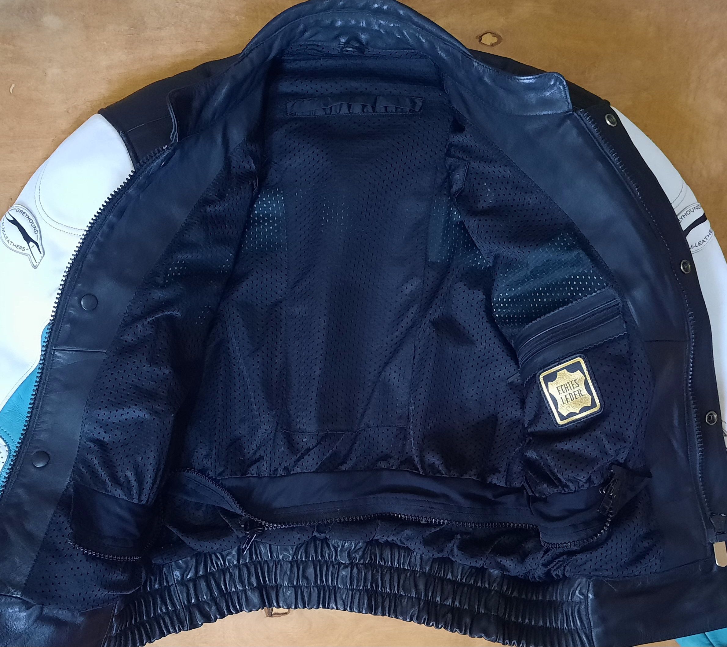 Vintage 80s 70s FLM Greyhound Racing leather motorcycle jacket Size US L / EU 52-54 / 3 - 3 Thumbnail