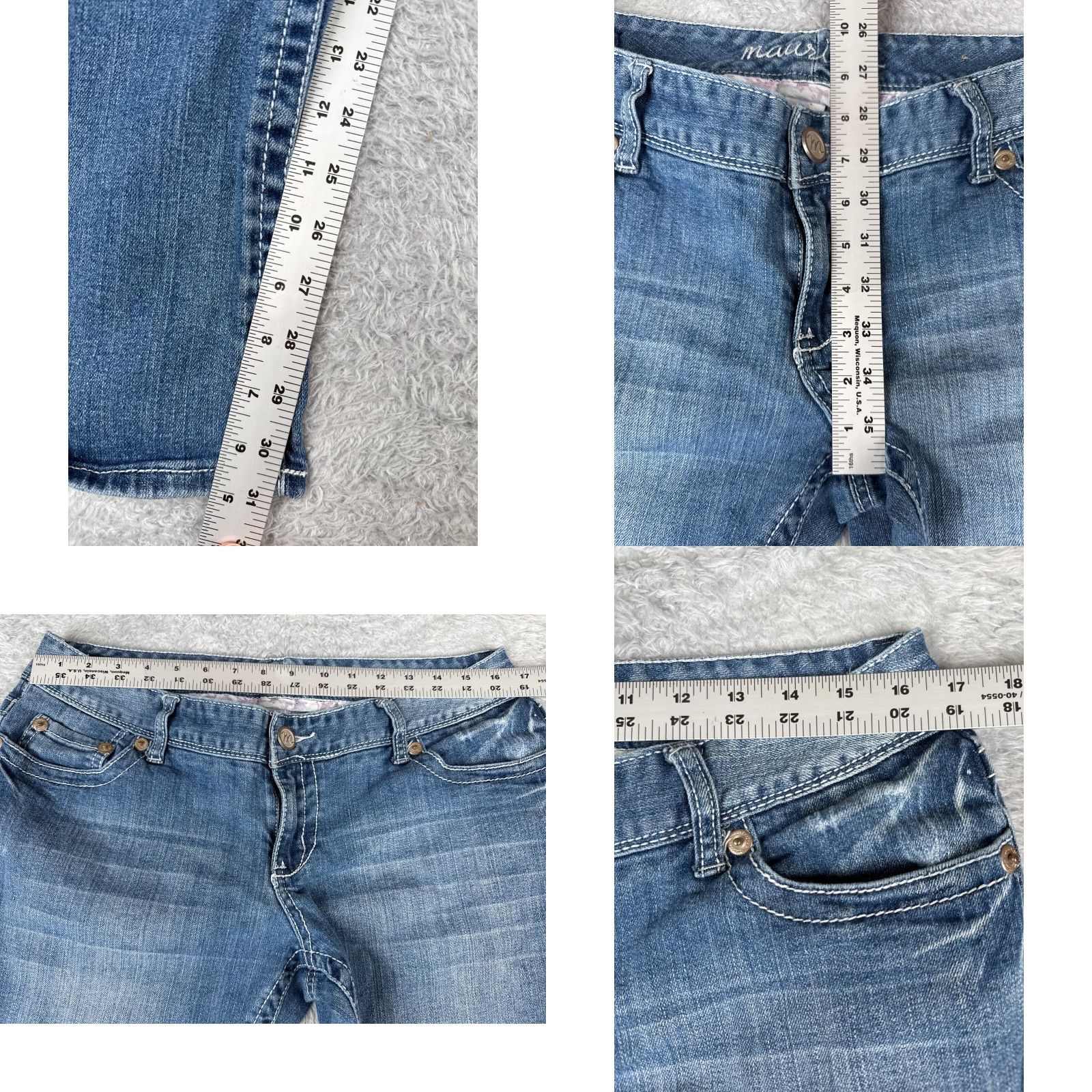 Vintage Maurices Jeans Blue Denim 13 L Low Rise Bootcut Flared 33x31 Cotton 5-Pocket Design Womens Jeans Size 34" / US 12 / IT 48 - 8 Thumbnail