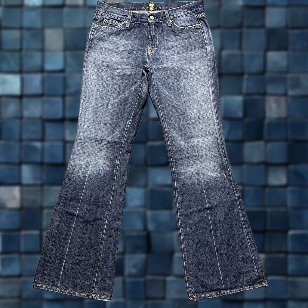 7 For All Mankind 7 For All Mankind Jeans Womens 30 Blue Denim Flared 31in Inseam 31in Waist Distressed Pockets Regular Rise 8.5" - Womens Jeans Size 24" / US 00 / IT 34 - 1 Thumbnail