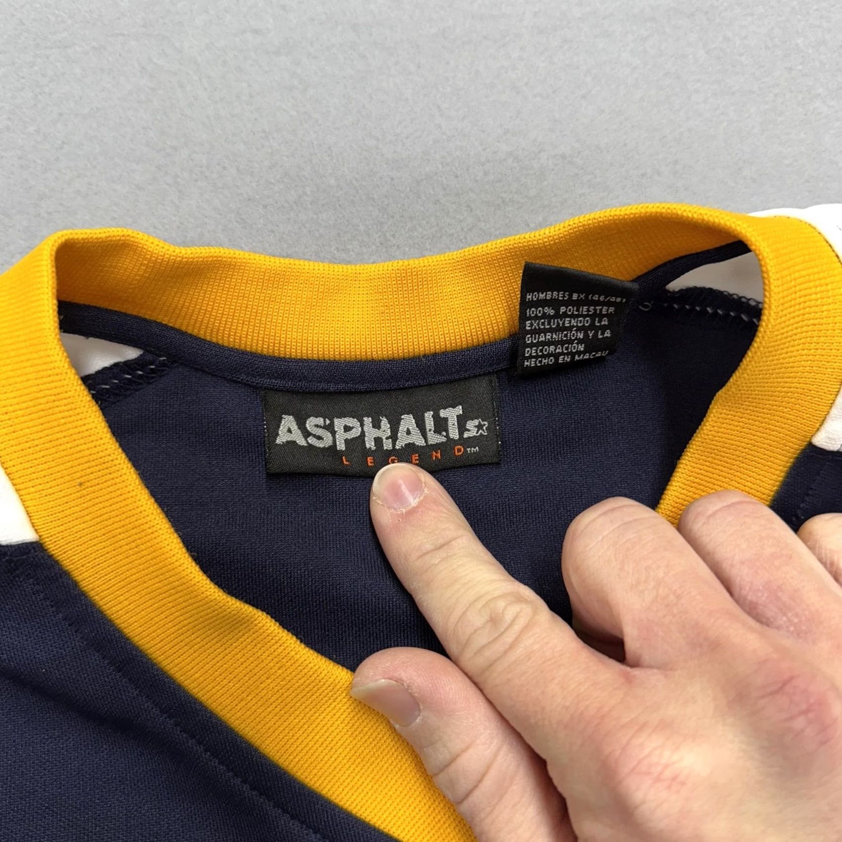 Vintage Asphalt Legend Jersey Shirt Mens XL Blue 90s 27 y2k graphic print long sleeve pullover V-Neck T-Shirt Size US XL / EU 56 / 4 - 6 Thumbnail