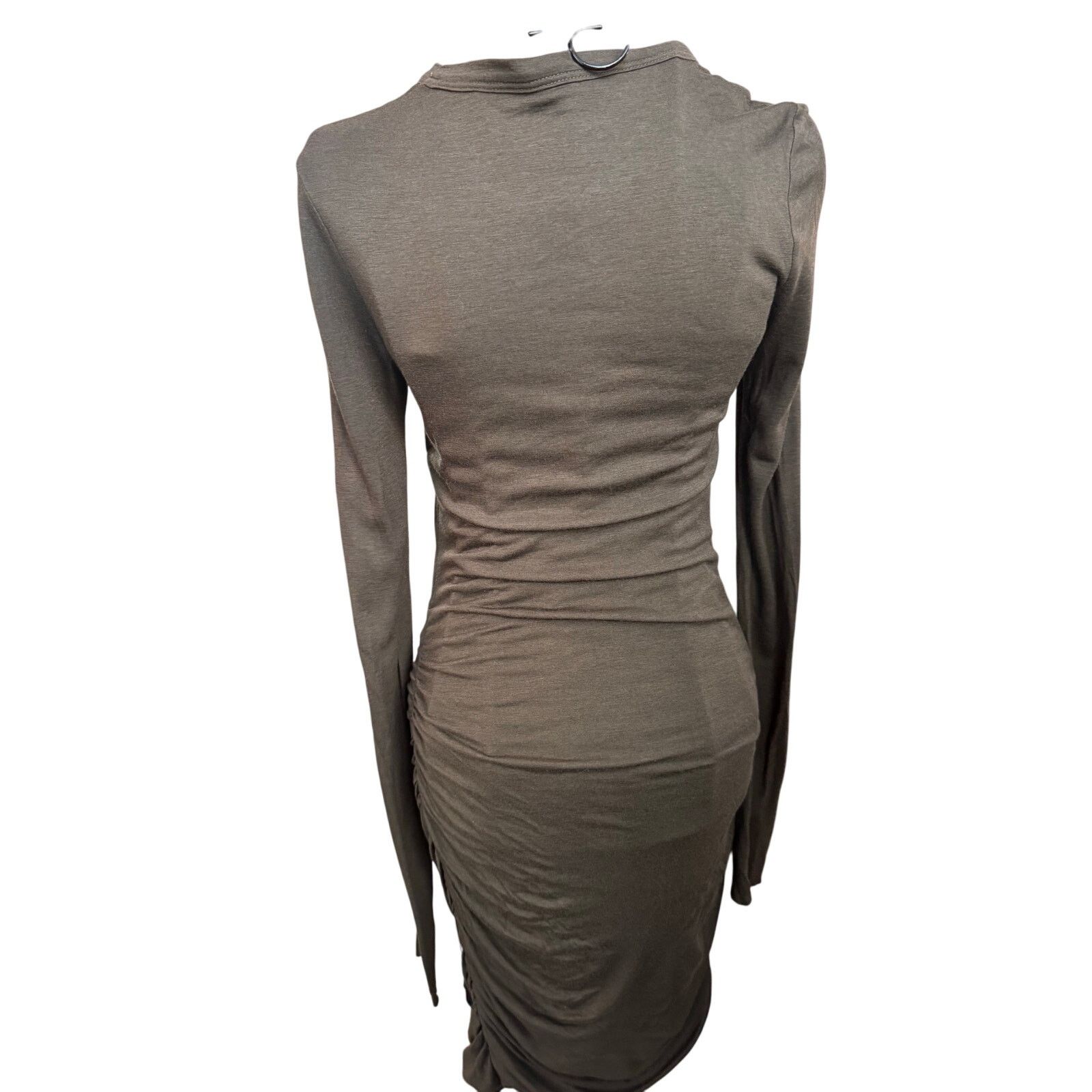 A.L.C. A.L.C Ruched Olive Green Shirt Dress Size XS Size XS / US 0-2 / IT 36-38 - 5 Thumbnail