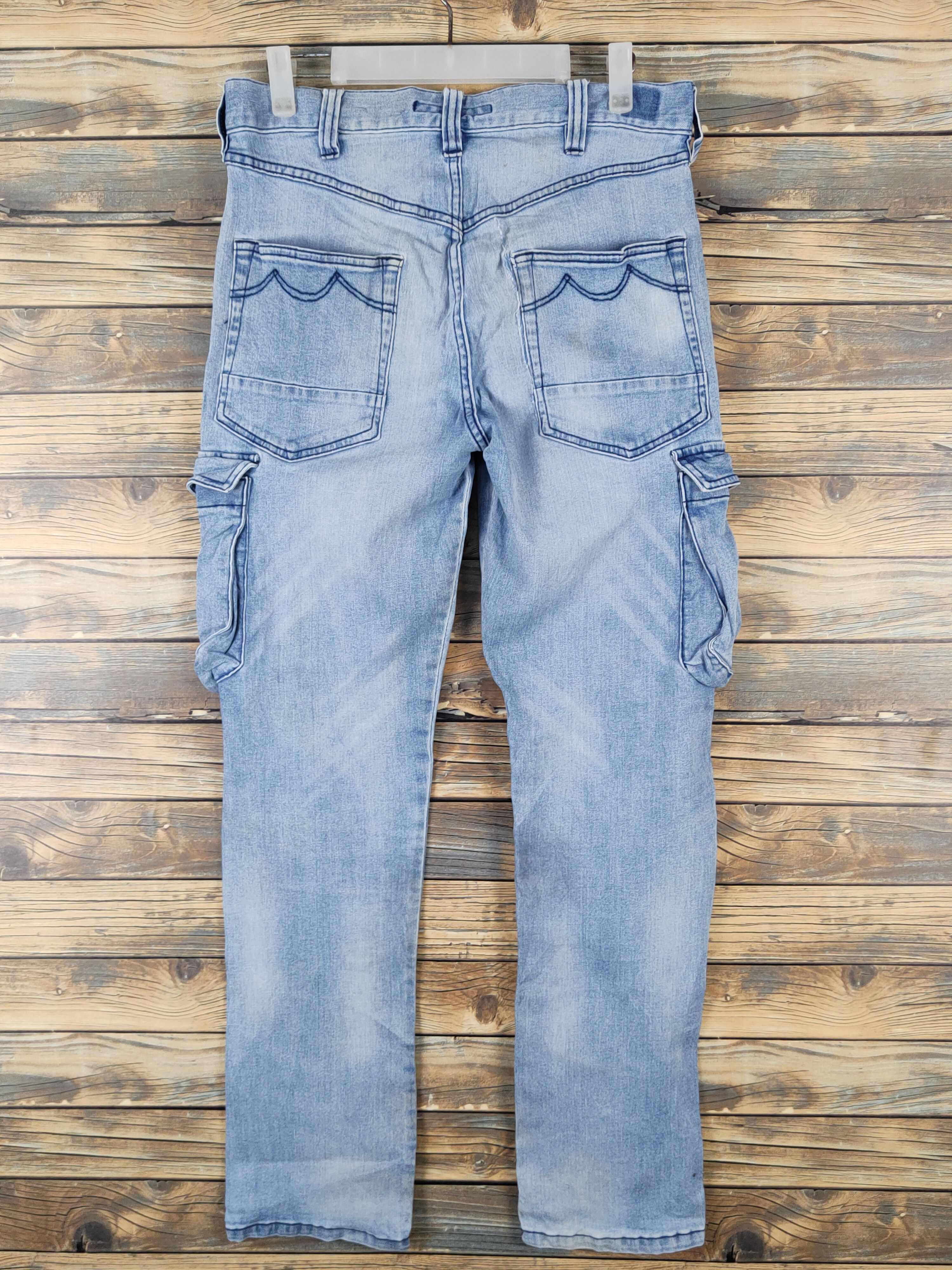 Japanese Brand Blue Monster Clothing Blue Distressed Ripped Jeans #W1495 Size US 31 - 10 Thumbnail